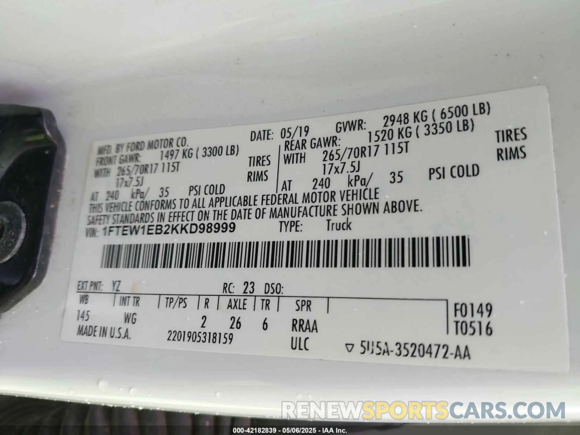 9 Photograph of a damaged car 1FTEW1EB2KKD98999 FORD F-150 2019