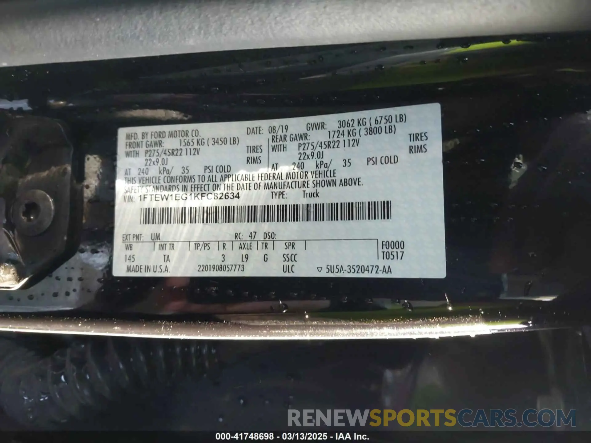 9 Photograph of a damaged car 1FTEW1EG1KFC82634 FORD F-150 2019