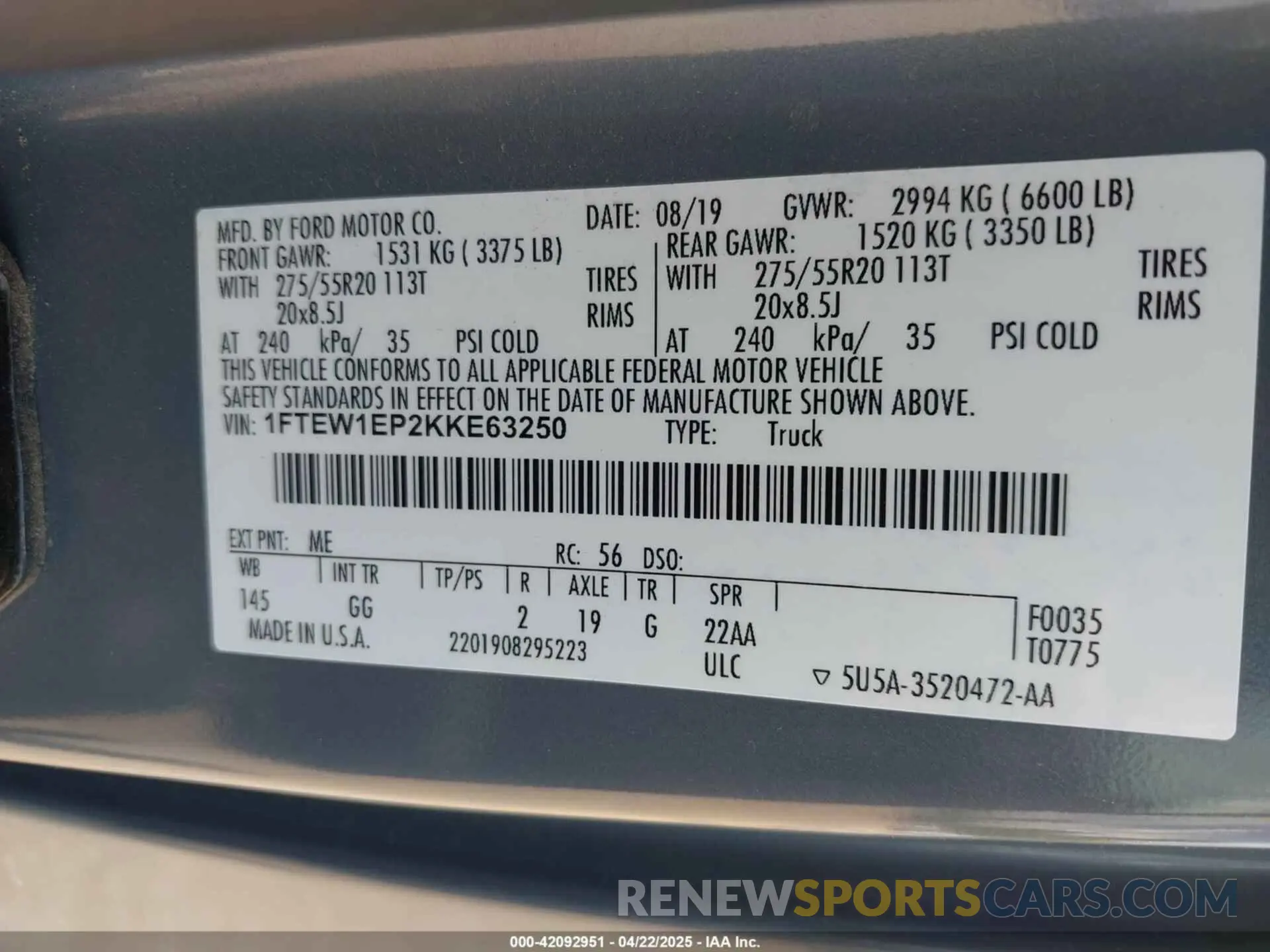 9 Photograph of a damaged car 1FTEW1EP2KKE63250 FORD F-150 2019