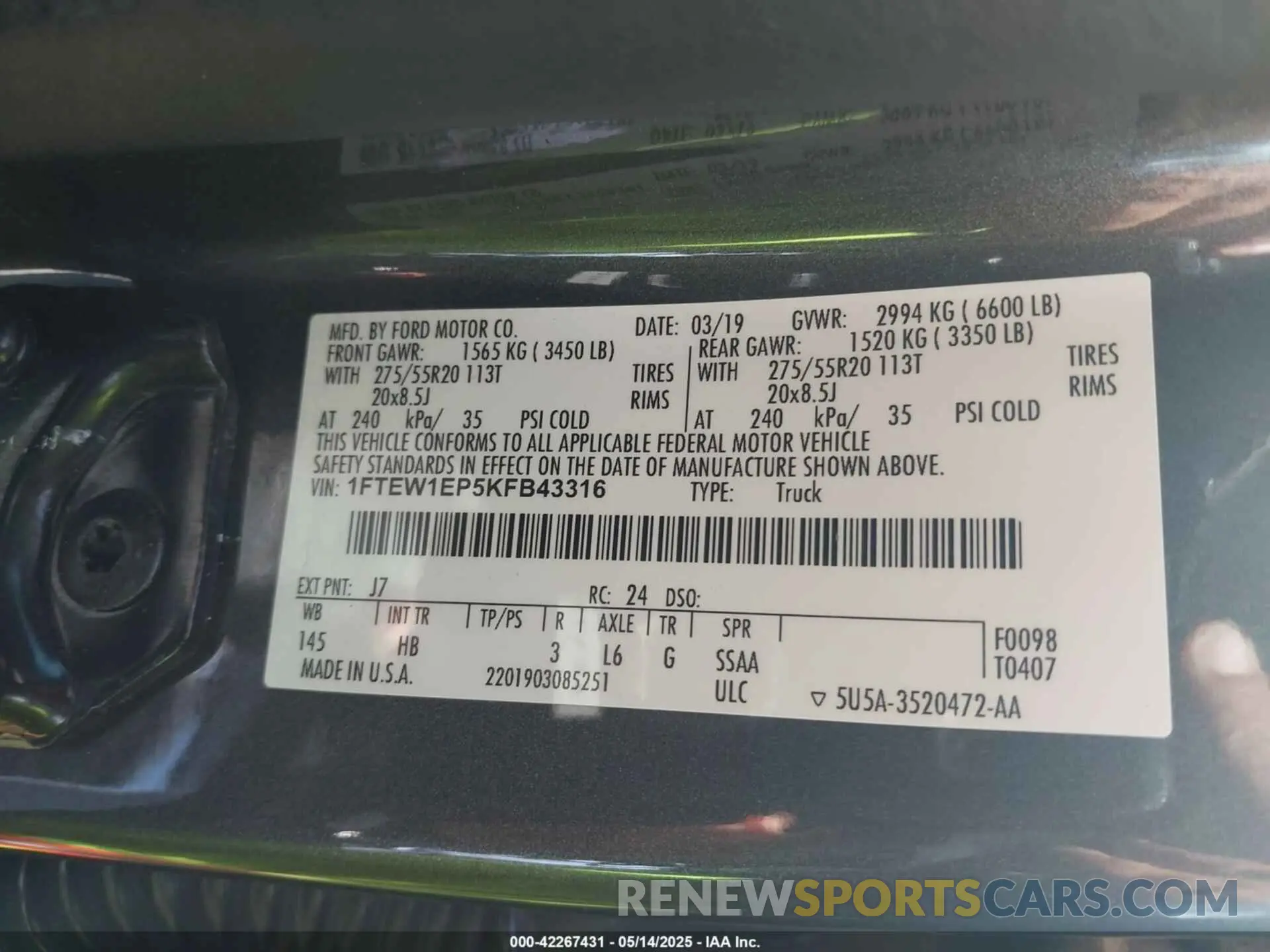 9 Photograph of a damaged car 1FTEW1EP5KFB43316 FORD F-150 2019