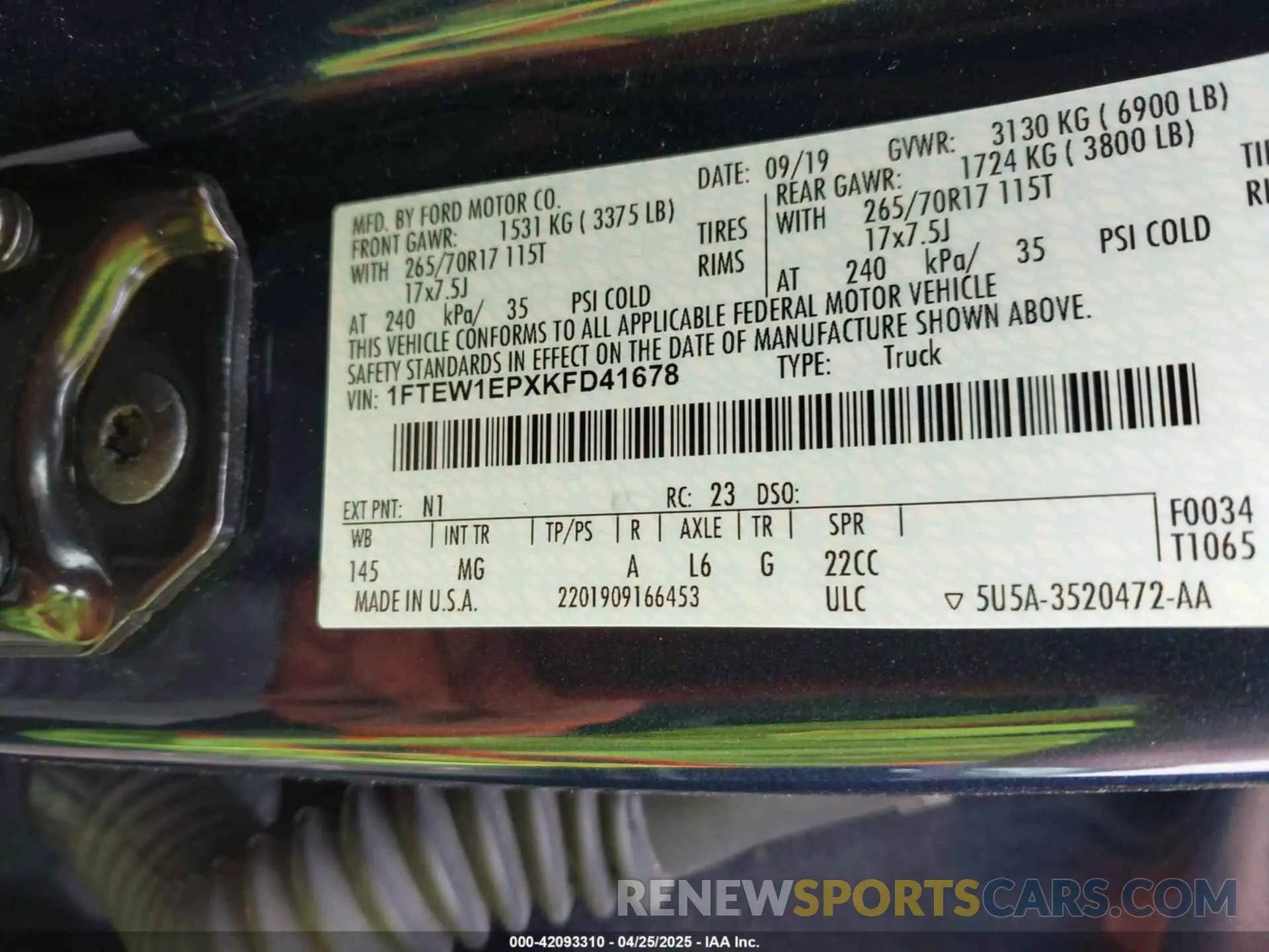 9 Фотография поврежденного автомобиля 1FTEW1EPXKFD41678 FORD F-150 2019