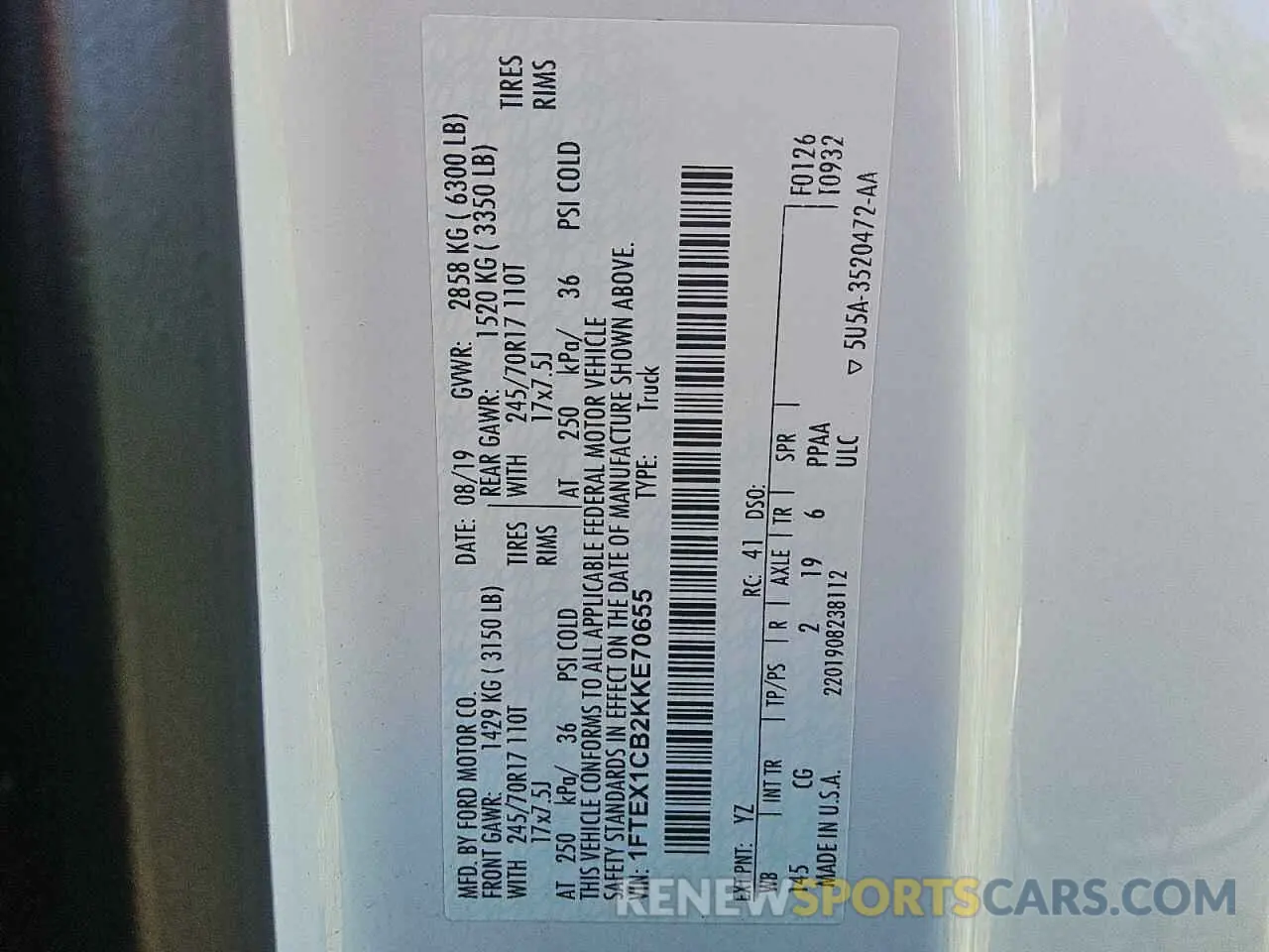 12 Фотография поврежденного автомобиля 1FTEX1CB2KKE70655 FORD F-150 2019
