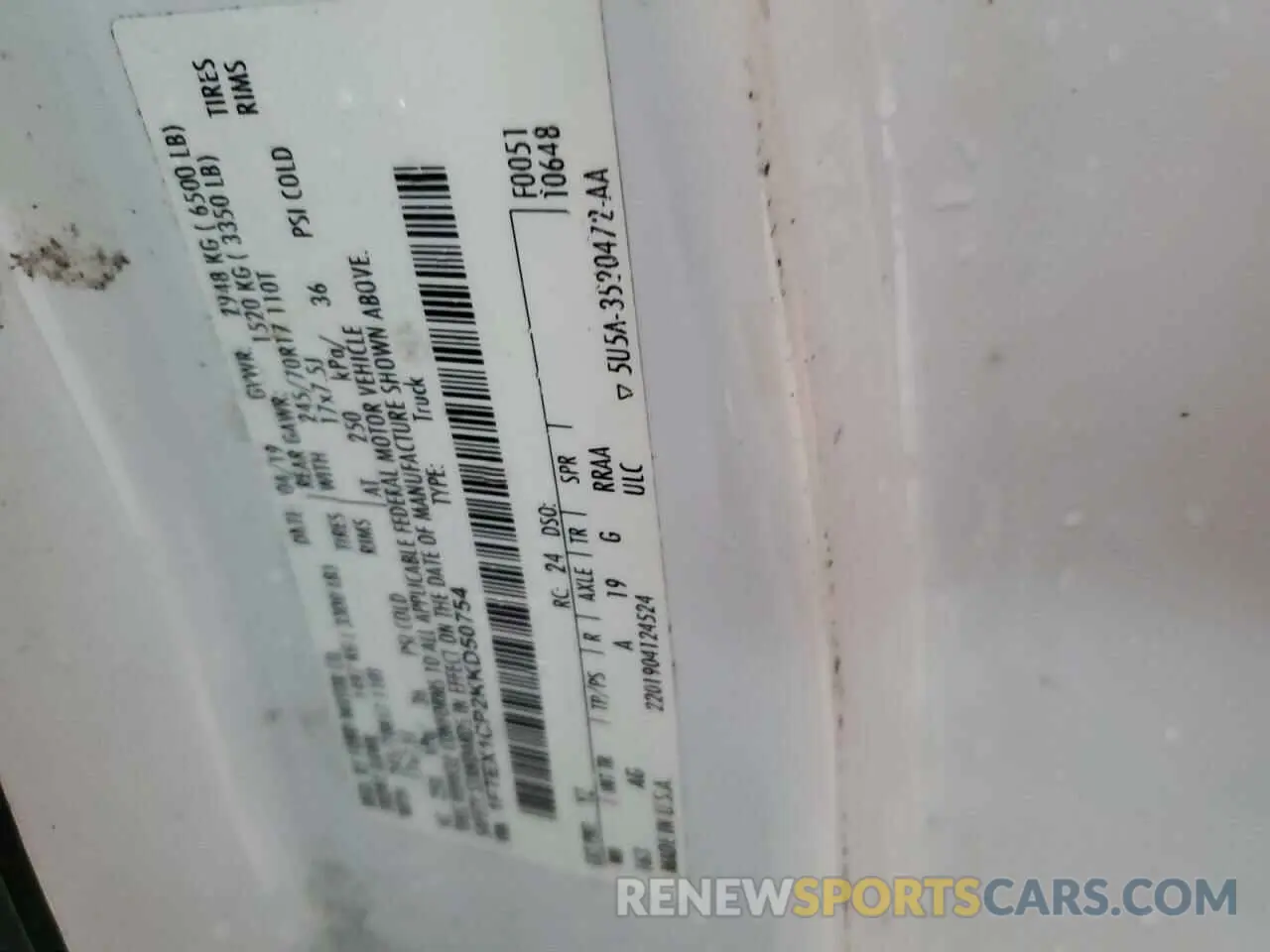 13 Фотография поврежденного автомобиля 1FTEX1CP2KKD50754 FORD F-150 2019