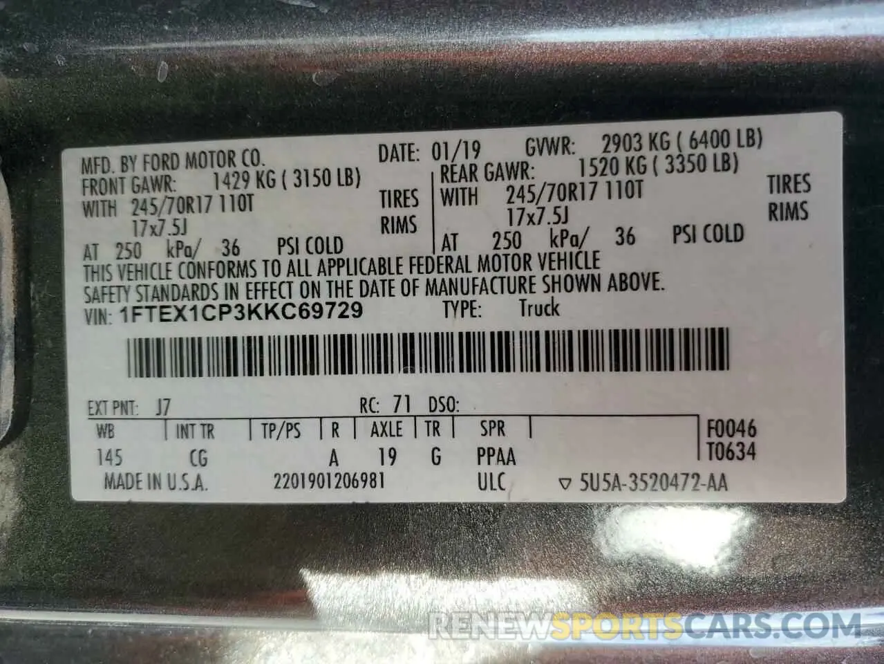12 Photograph of a damaged car 1FTEX1CP3KKC69729 FORD F-150 2019