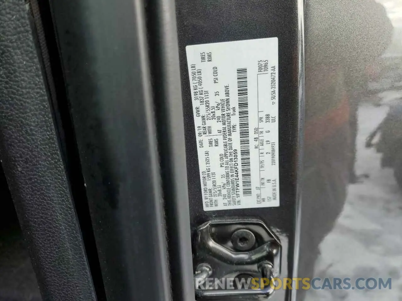 12 Photograph of a damaged car 1FTFW1E44KFD13059 FORD F-150 2019