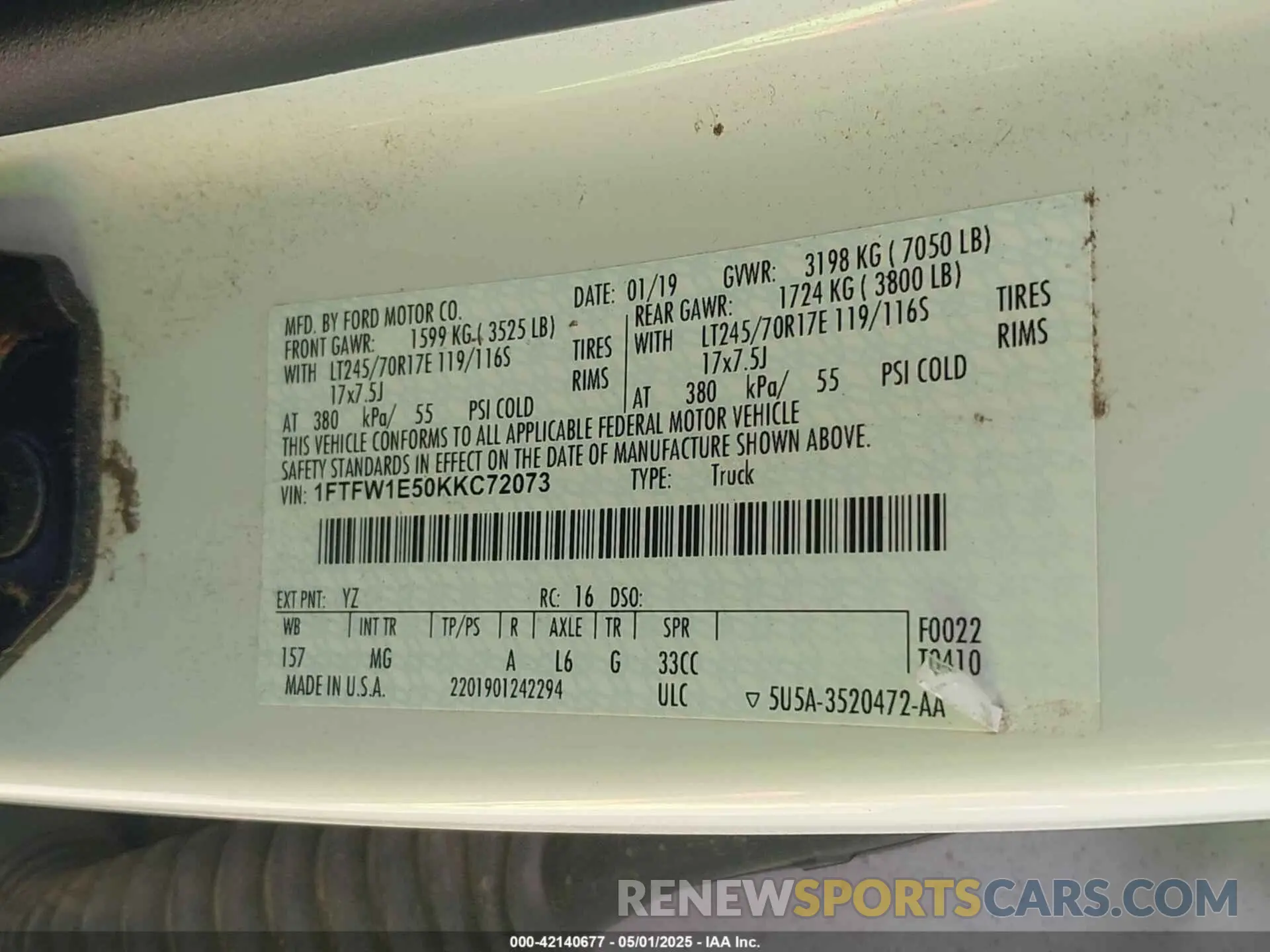9 Photograph of a damaged car 1FTFW1E50KKC72073 FORD F-150 2019