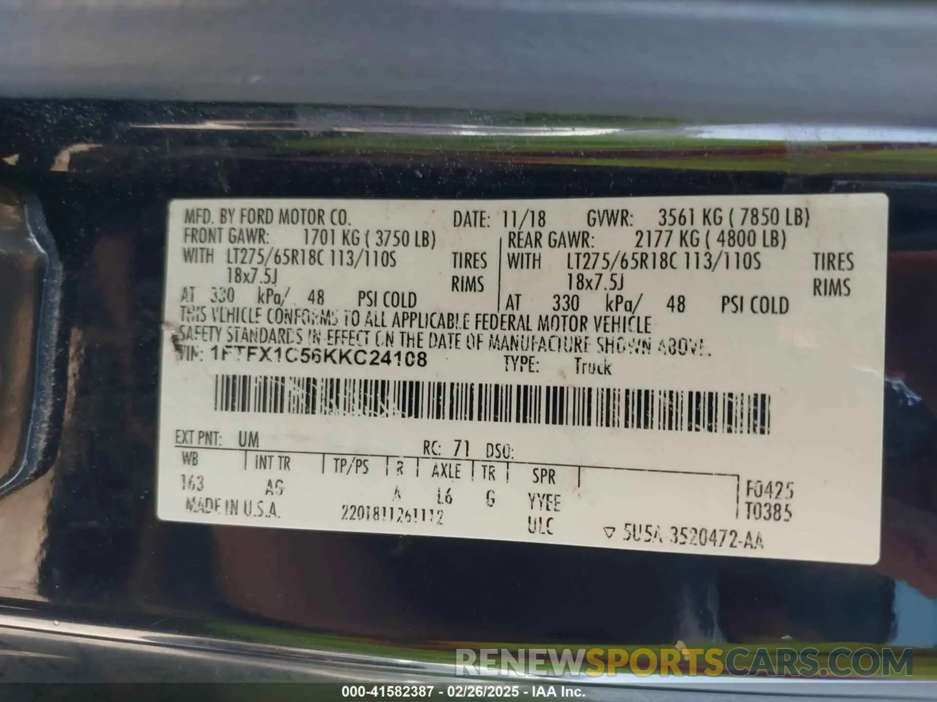 9 Фотография поврежденного автомобиля 1FTFX1C56KKC24108 FORD F-150 2019