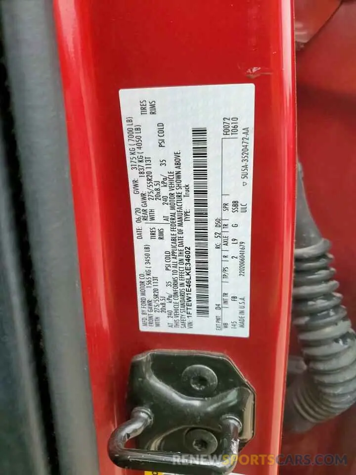 14 Фотография поврежденного автомобиля 1FTEW1E46LKE34602 FORD F-150 2020