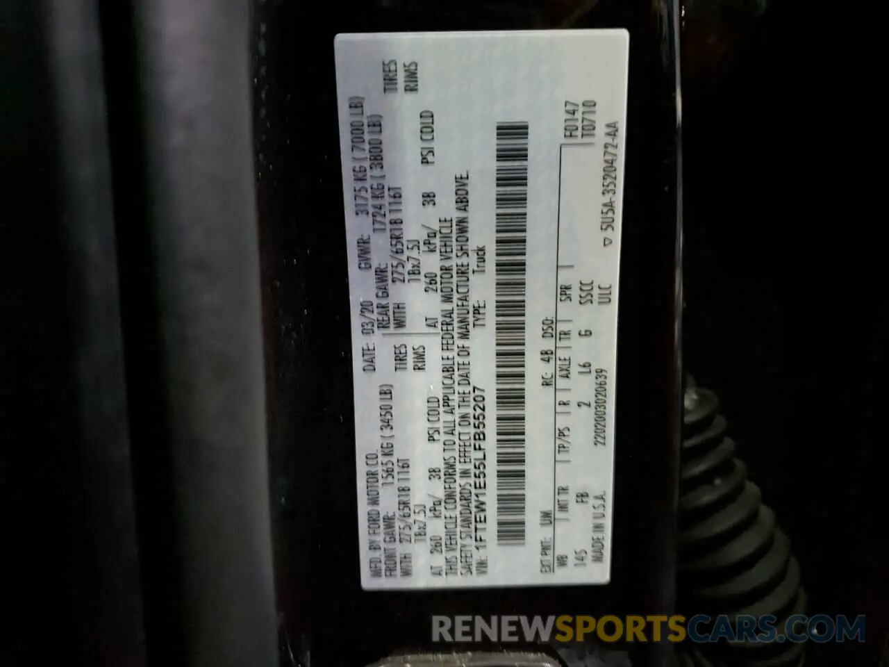 12 Фотография поврежденного автомобиля 1FTEW1E55LFB55207 FORD F-150 2020