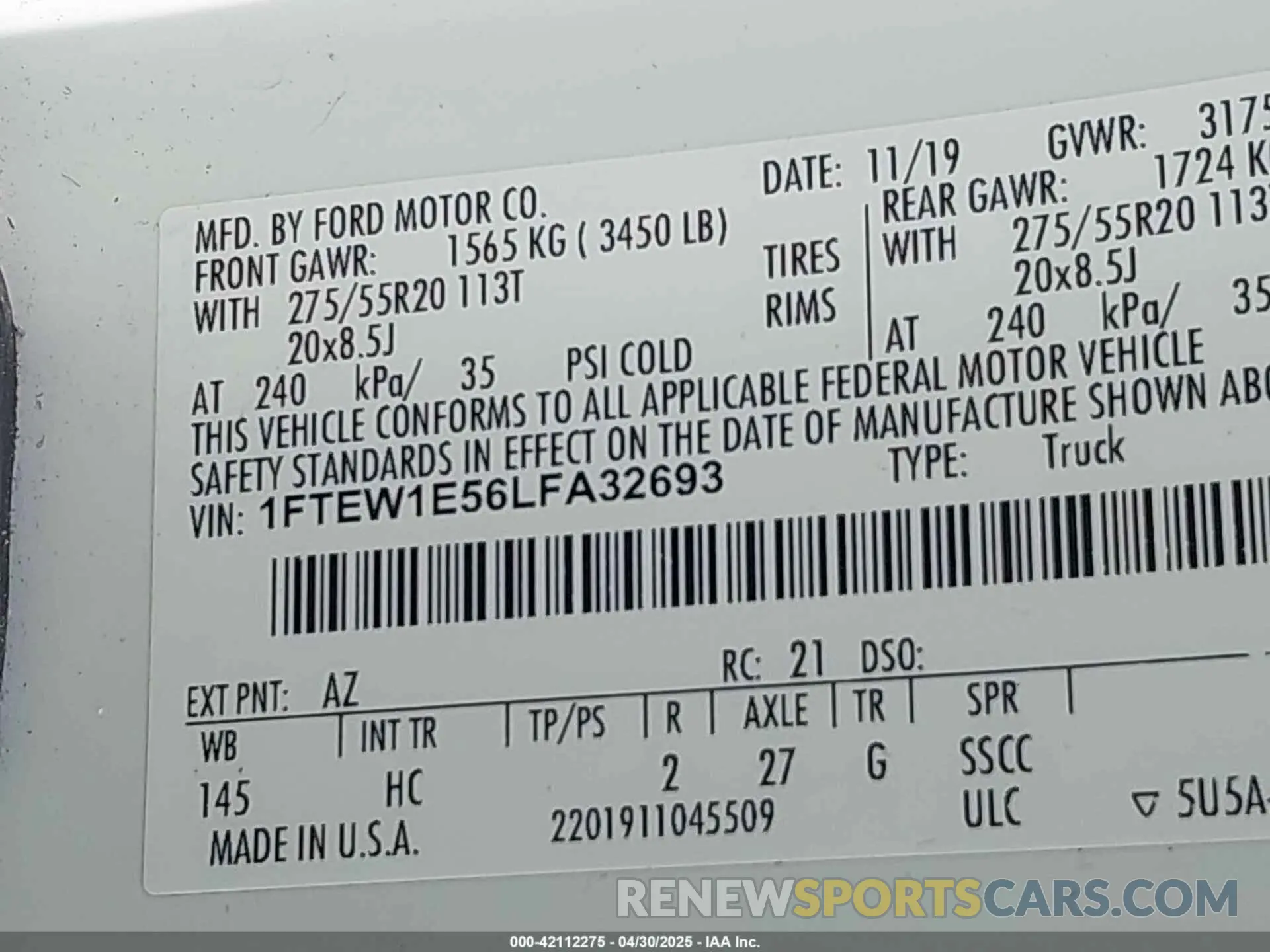 9 Photograph of a damaged car 1FTEW1E56LFA32693 FORD F-150 2020
