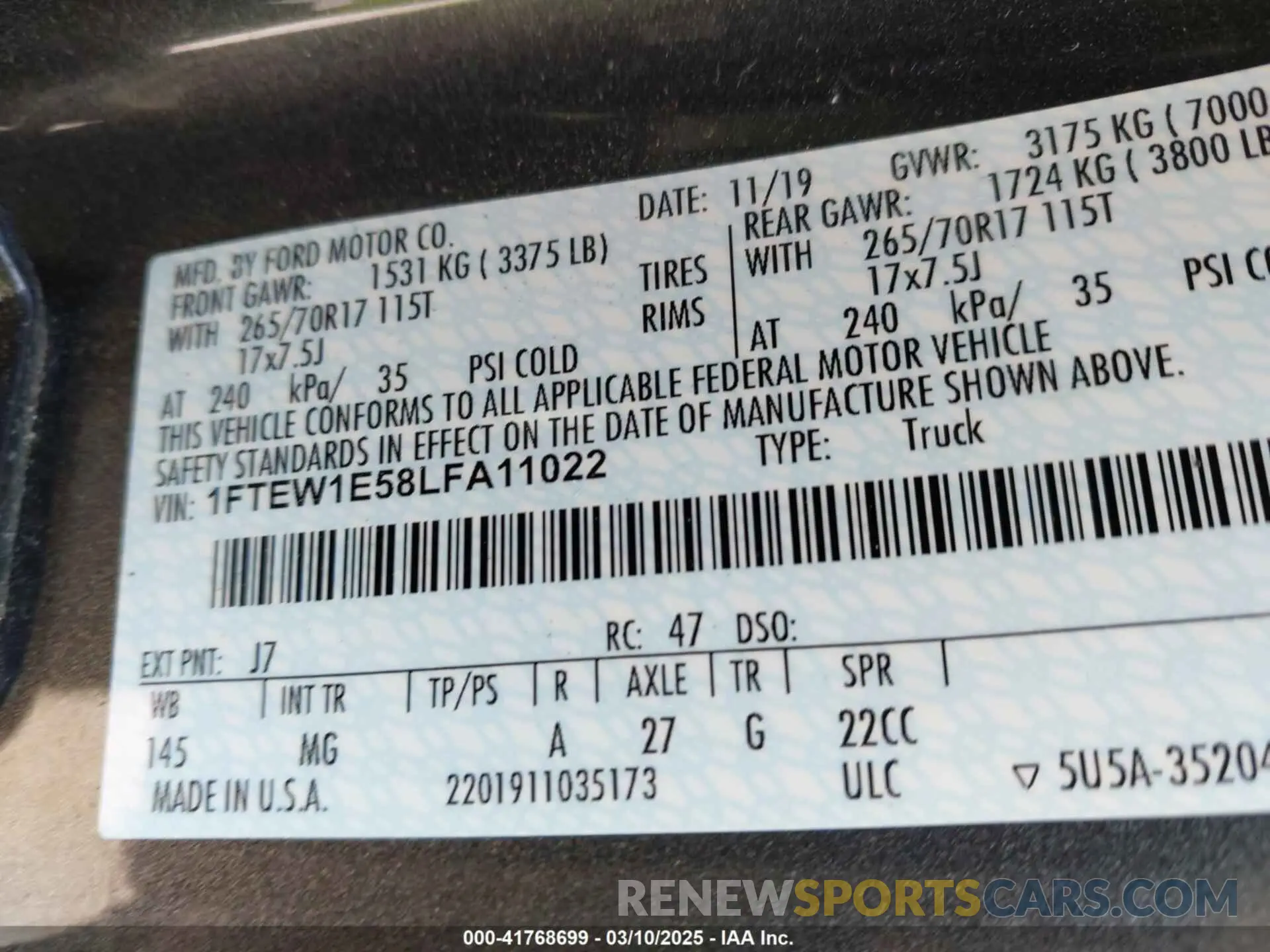 9 Photograph of a damaged car 1FTEW1E58LFA11022 FORD F-150 2020