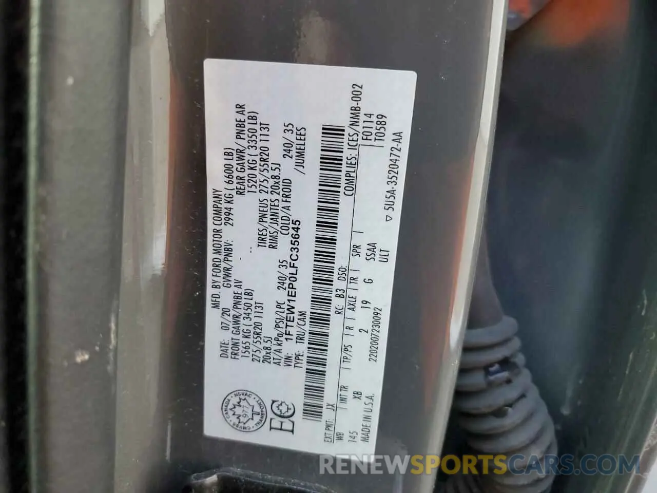 13 Фотография поврежденного автомобиля 1FTEW1EP0LFC35645 FORD F-150 2020