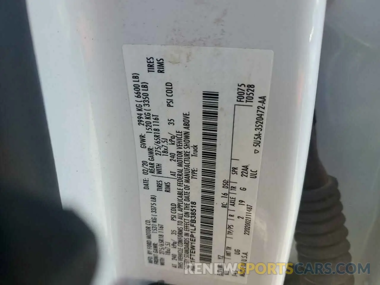 12 Фотография поврежденного автомобиля 1FTEW1EP1LFB38518 FORD F-150 2020