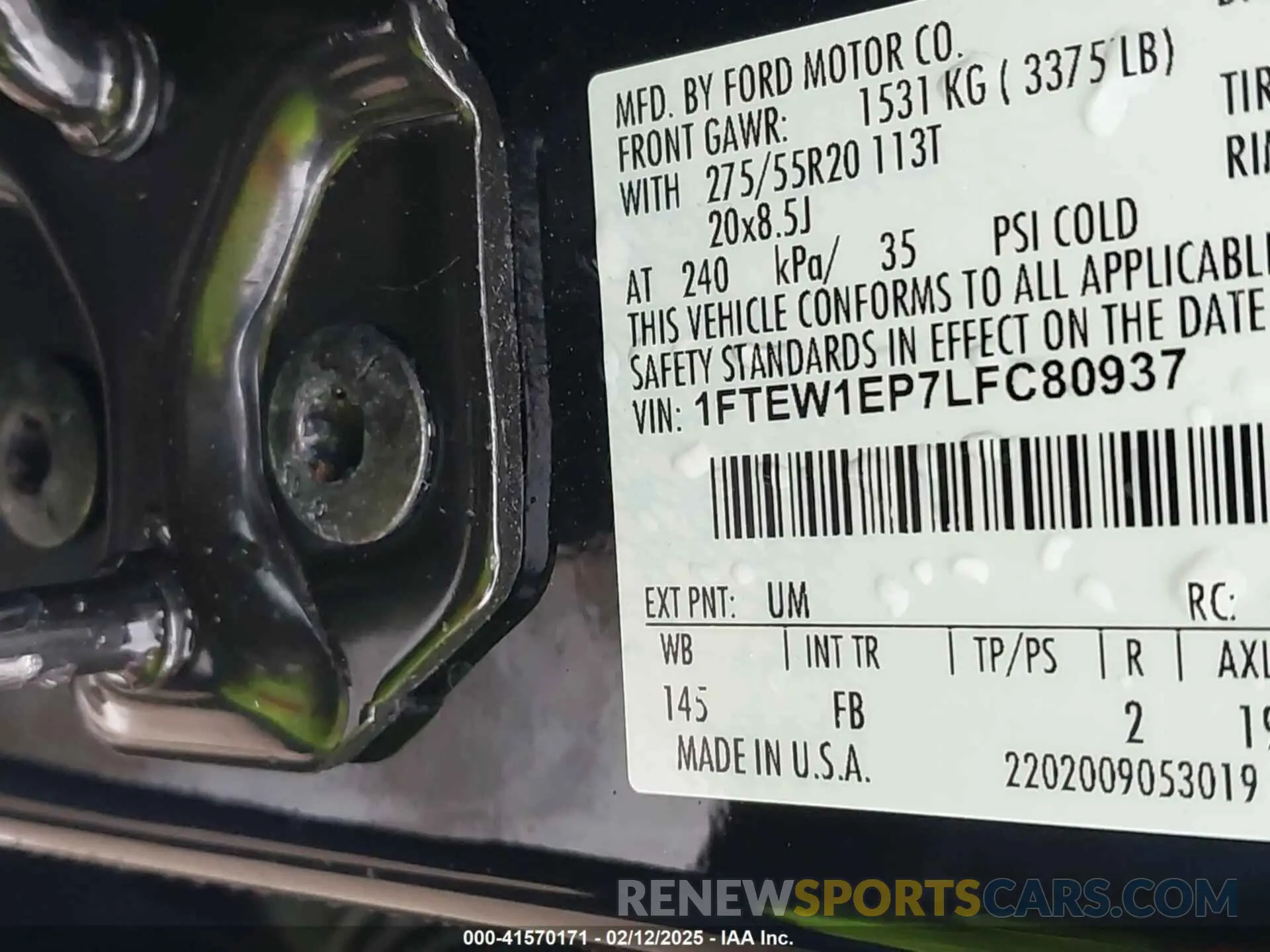 9 Фотография поврежденного автомобиля 1FTEW1EP7LFC80937 FORD F-150 2020