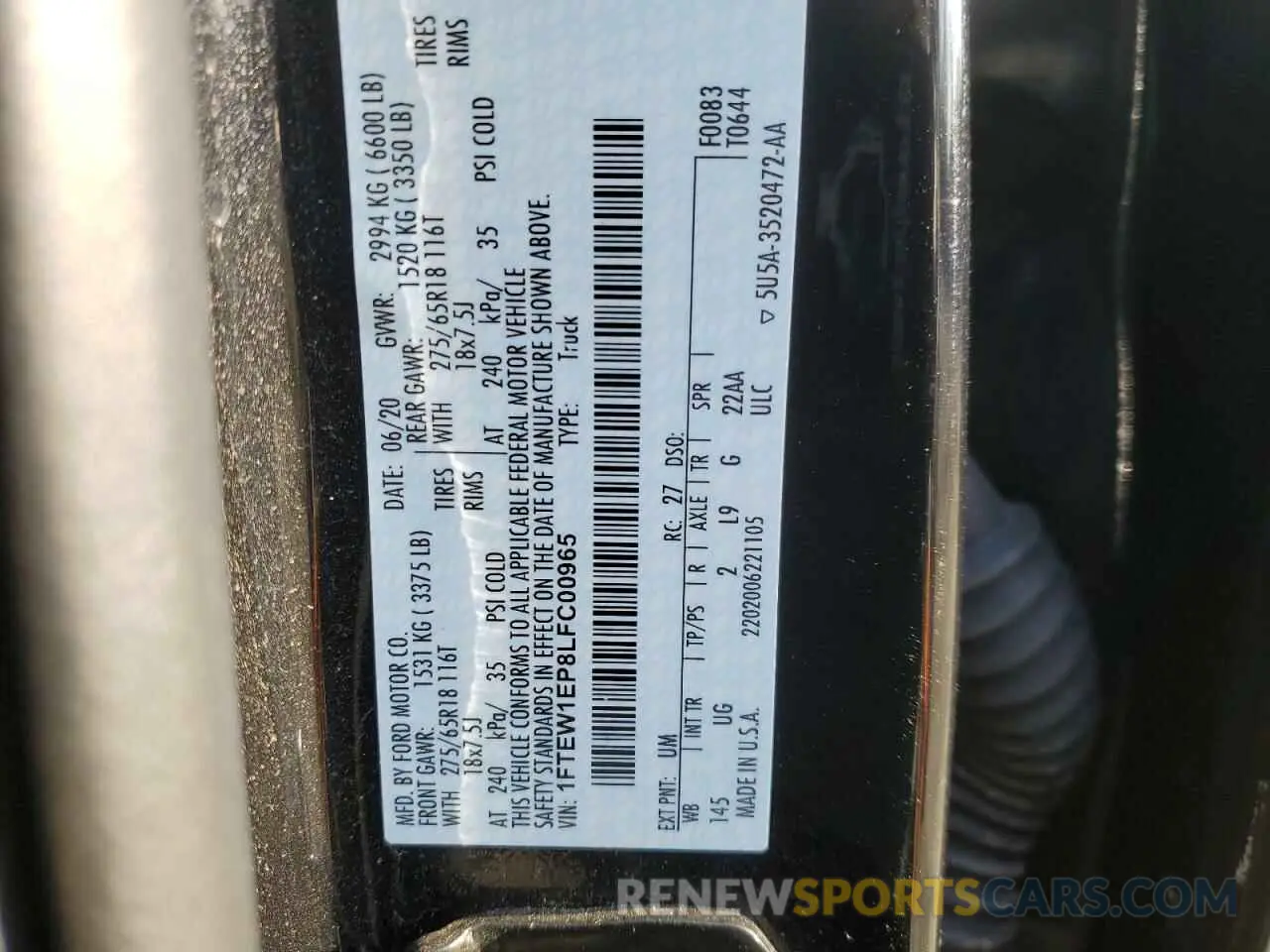 12 Фотография поврежденного автомобиля 1FTEW1EP8LFC00965 FORD F-150 2020