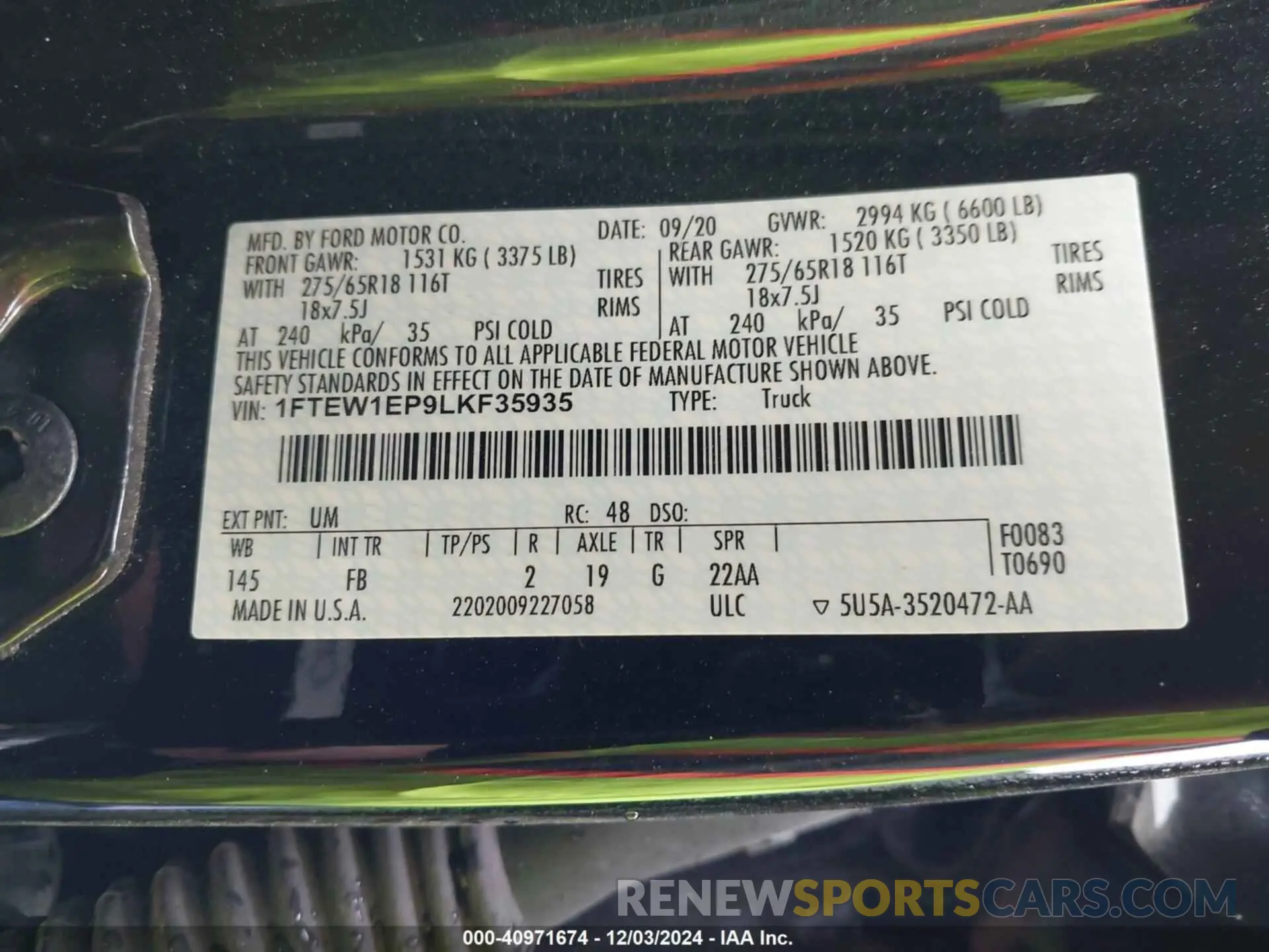 9 Фотография поврежденного автомобиля 1FTEW1EP9LKF35935 FORD F-150 2020