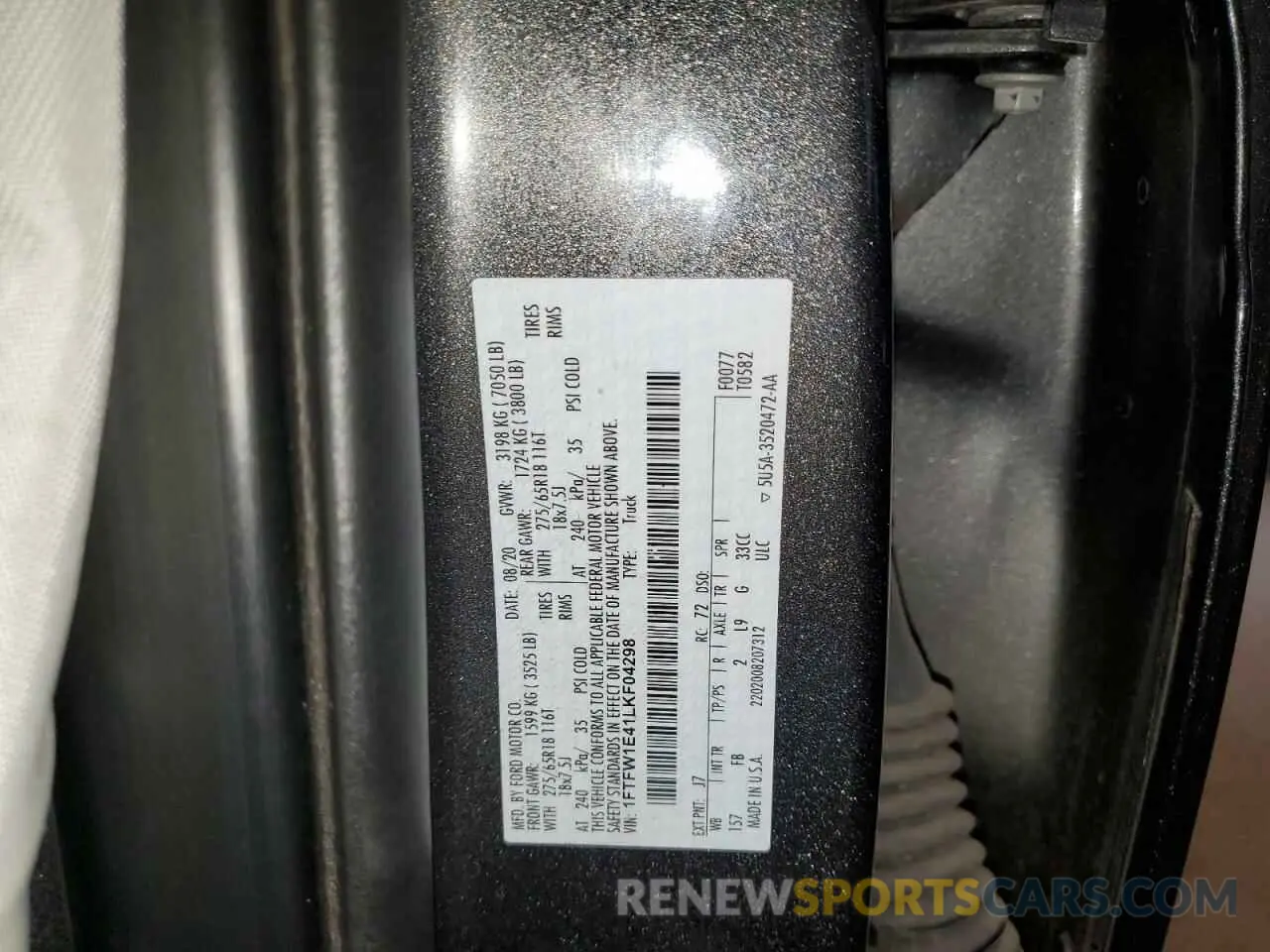 12 Фотография поврежденного автомобиля 1FTFW1E41LKF04298 FORD F-150 2020