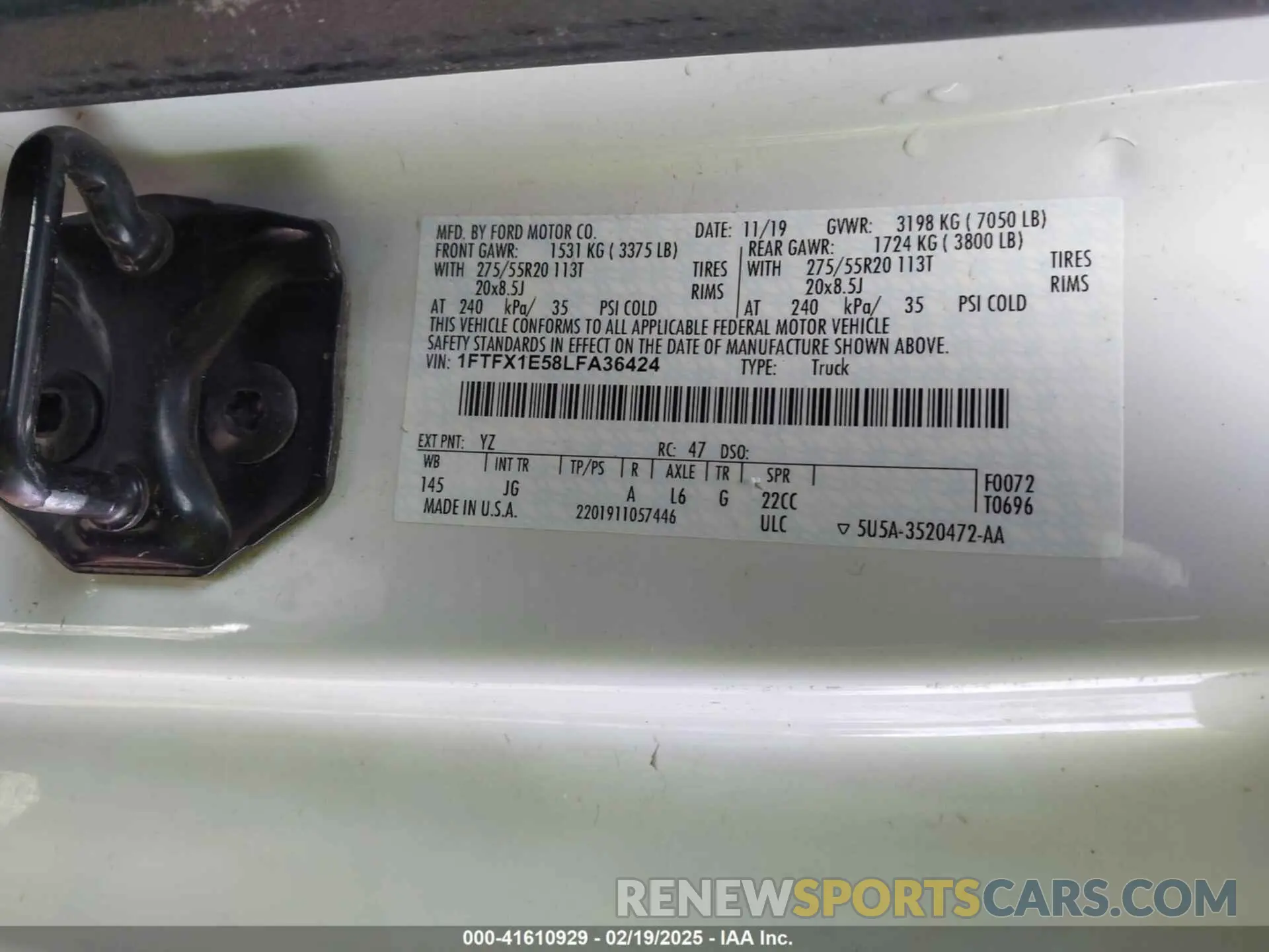 9 Photograph of a damaged car 1FTFX1E58LFA36424 FORD F-150 2020