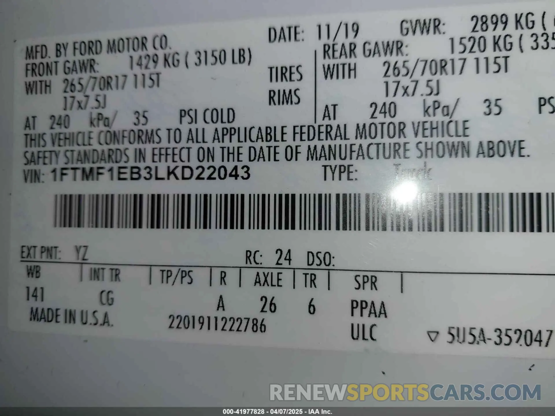 9 Photograph of a damaged car 1FTMF1EB3LKD22043 FORD F-150 2020