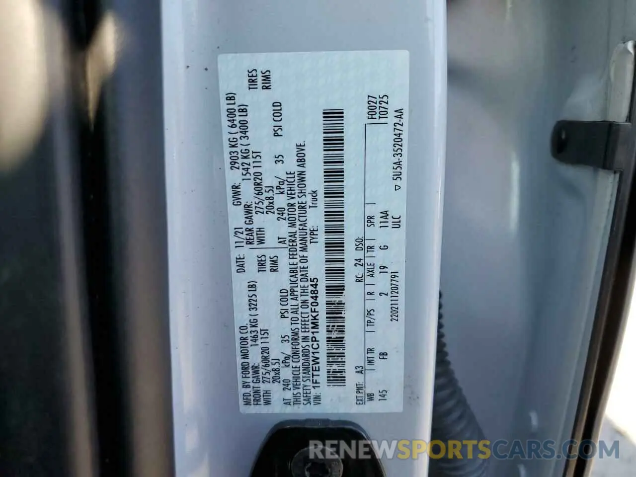 13 Фотография поврежденного автомобиля 1FTEW1CP1MKF04845 FORD F-150 2021