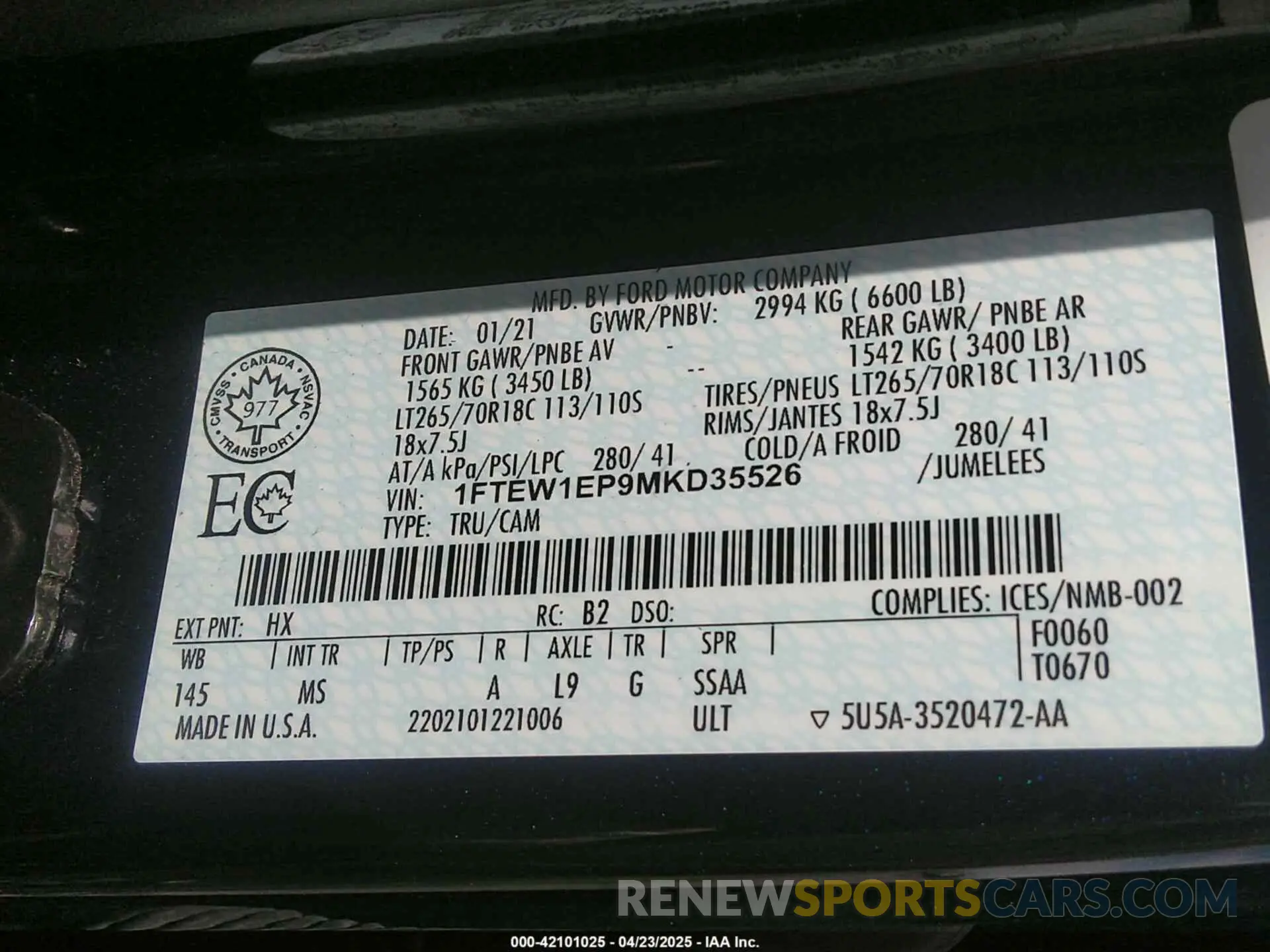 9 Фотография поврежденного автомобиля 1FTEW1EP9MKD35526 FORD F-150 2021