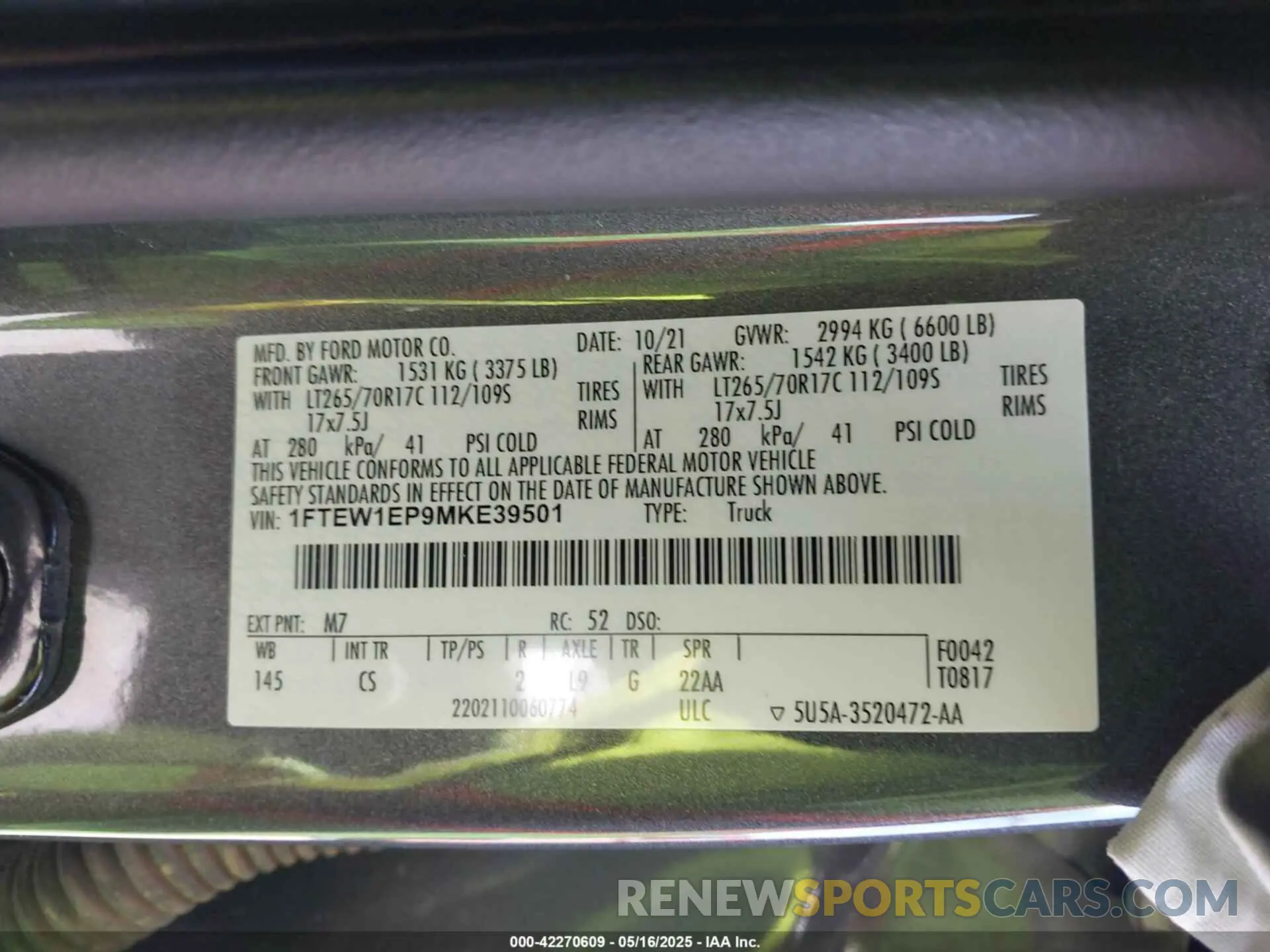 9 Фотография поврежденного автомобиля 1FTEW1EP9MKE39501 FORD F-150 2021