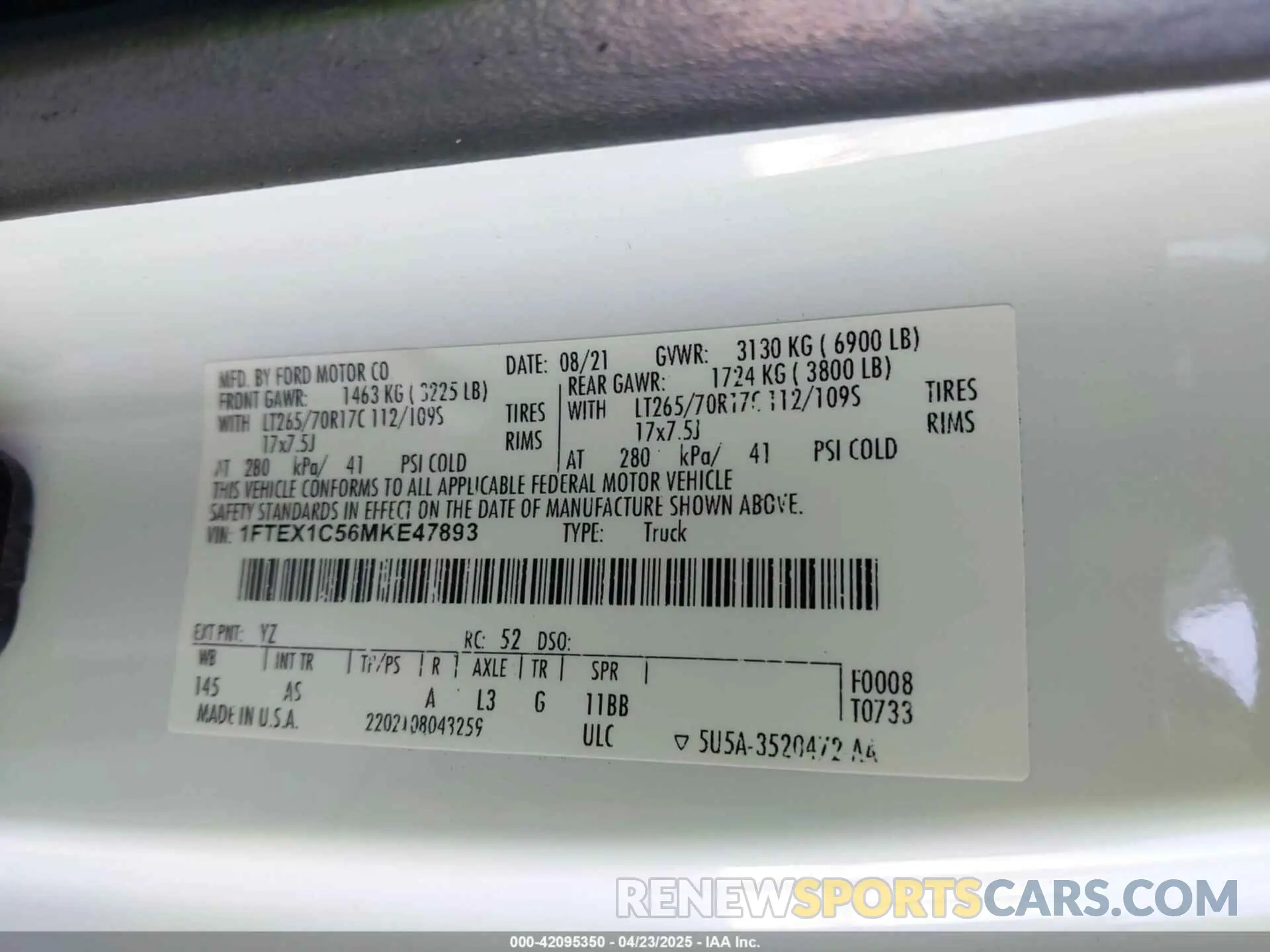 9 Фотография поврежденного автомобиля 1FTEX1C56MKE47893 FORD F-150 2021
