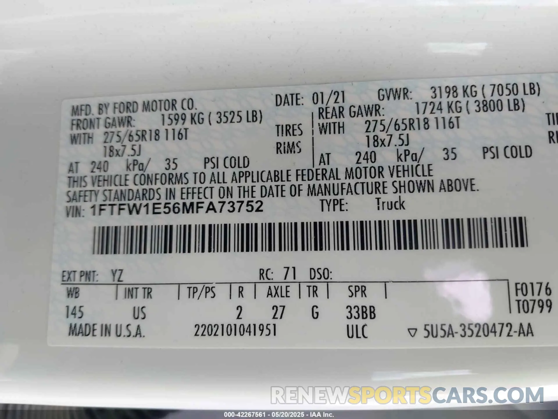 9 Photograph of a damaged car 1FTFW1E56MFA73752 FORD F-150 2021