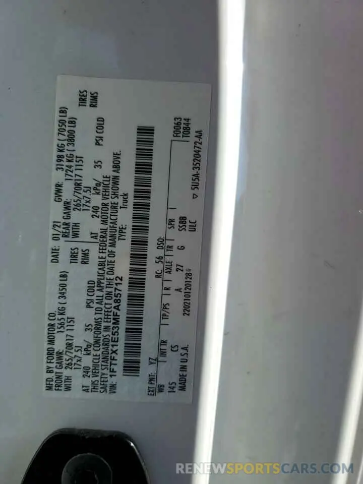 12 Фотография поврежденного автомобиля 1FTFX1E53MFA85712 FORD F-150 2021