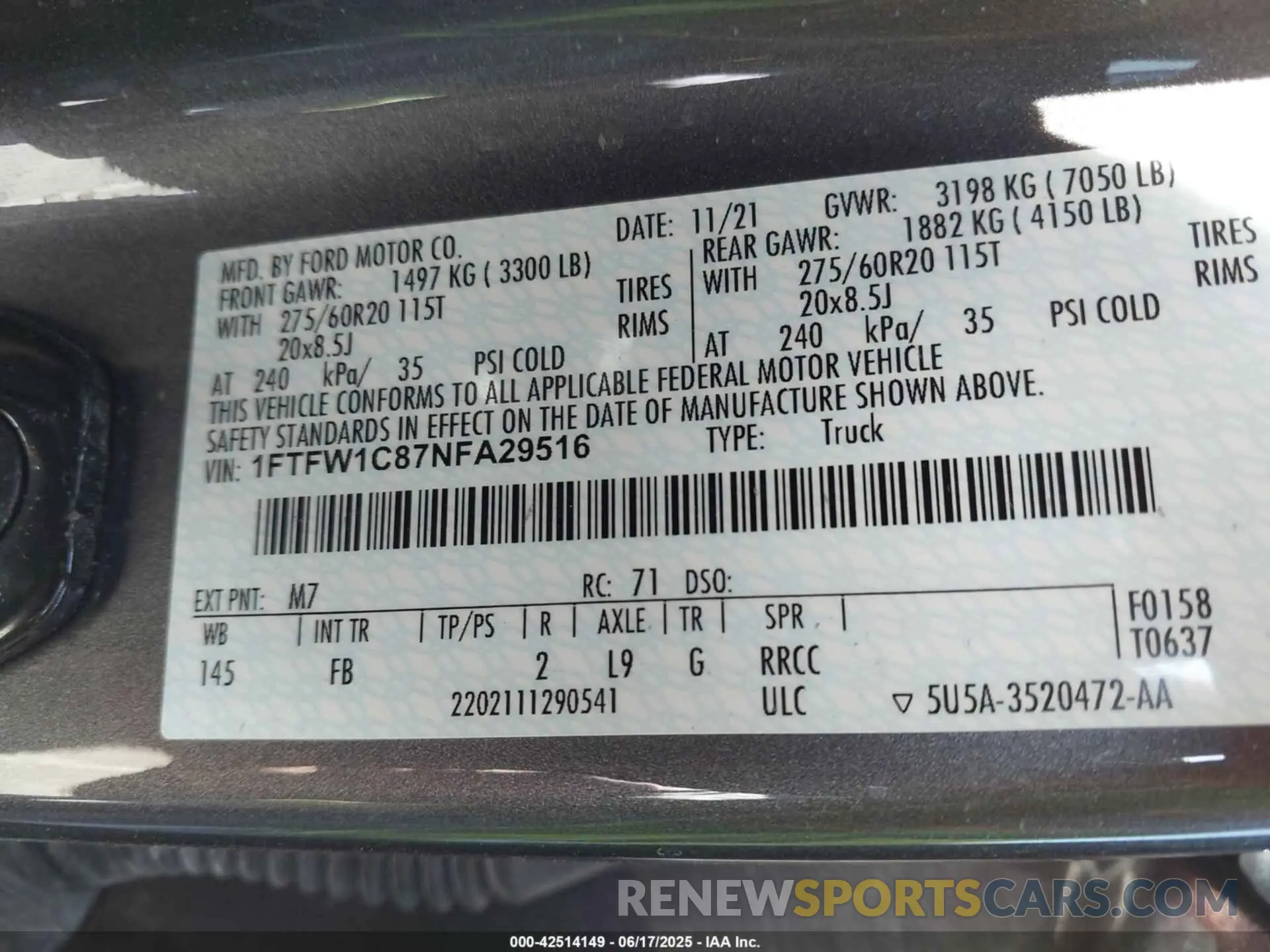 9 Фотография поврежденного автомобиля 1FTFW1C87NFA29516 FORD F-150 2022