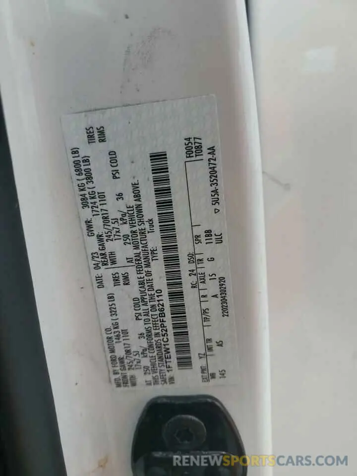 13 Фотография поврежденного автомобиля 1FTEW1C52PFB62110 FORD F-150 2023