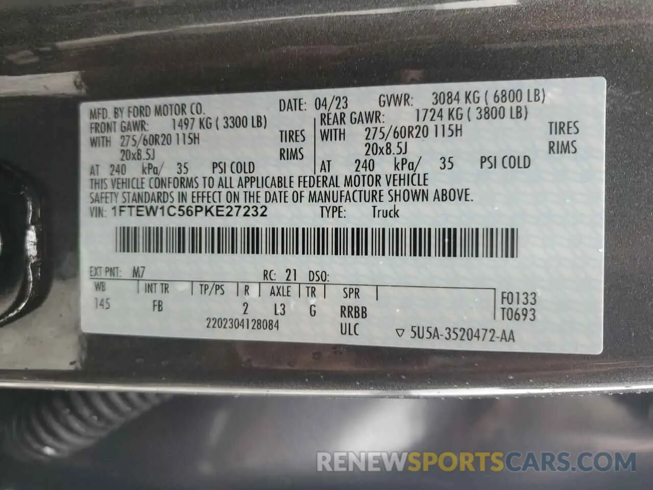 12 Фотография поврежденного автомобиля 1FTEW1C56PKE27232 FORD F-150 2023