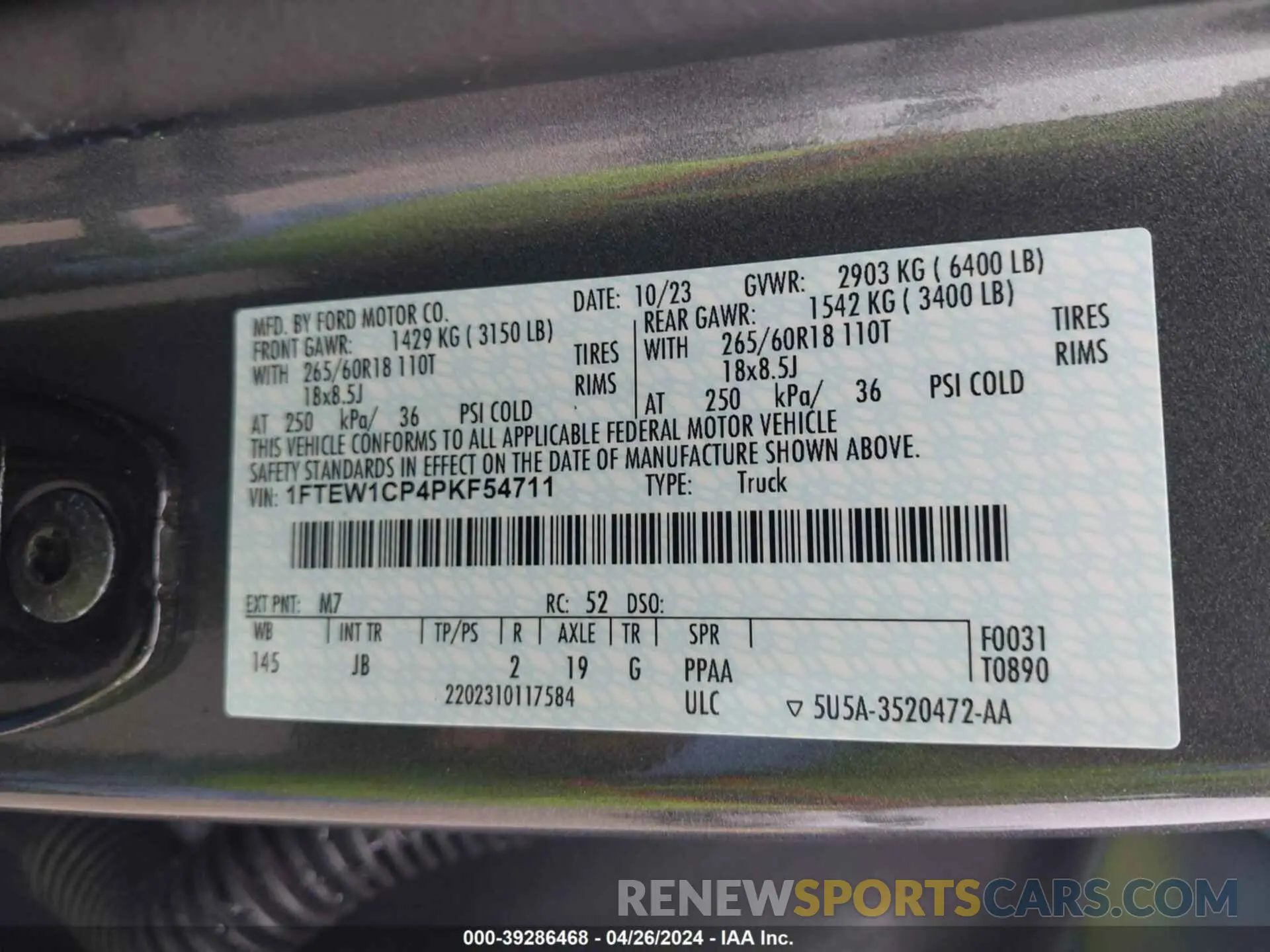 9 Фотография поврежденного автомобиля 1FTEW1CP4PKF54711 FORD F-150 2023