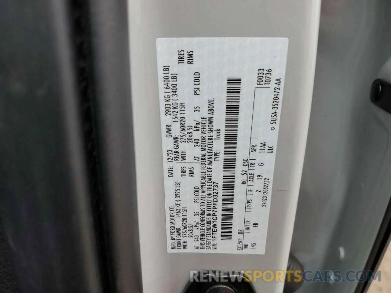 14 Фотография поврежденного автомобиля 1FTEW1CP7PFD32737 FORD F-150 2023