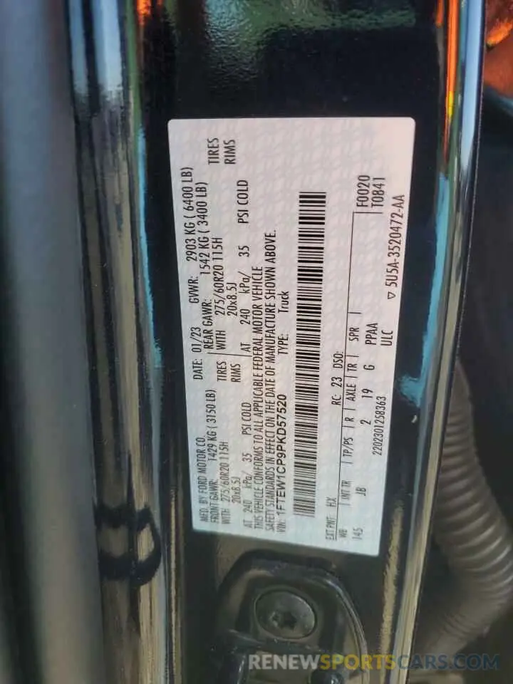 12 Фотография поврежденного автомобиля 1FTEW1CP9PKD57520 FORD F-150 2023