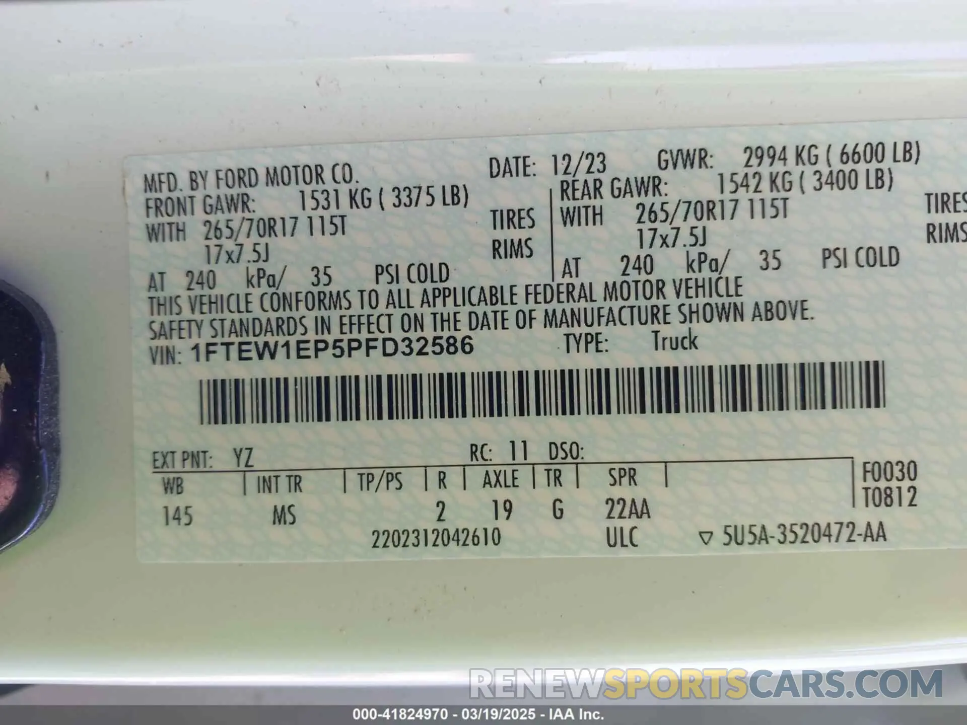 9 Фотография поврежденного автомобиля 1FTEW1EP5PFD32586 FORD F-150 2023