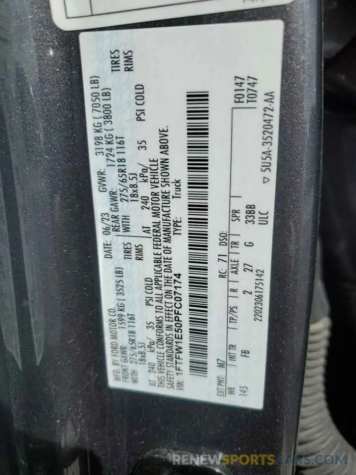 13 Фотография поврежденного автомобиля 1FTFW1E50PFC07174 FORD F-150 2023