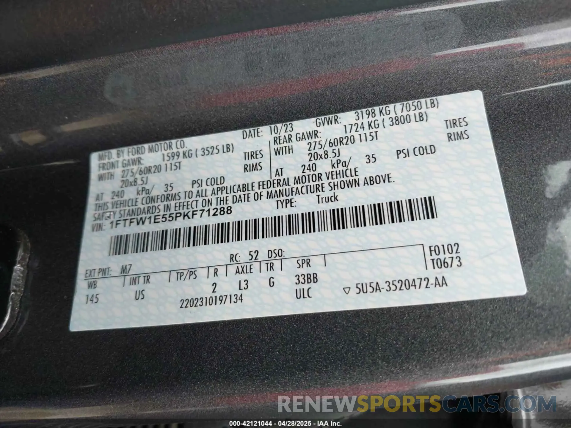 9 Фотография поврежденного автомобиля 1FTFW1E55PKF71288 FORD F-150 2023