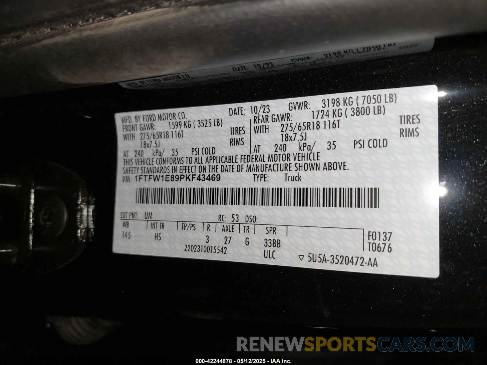 9 Фотография поврежденного автомобиля 1FTFW1E89PKF43469 FORD F-150 2023