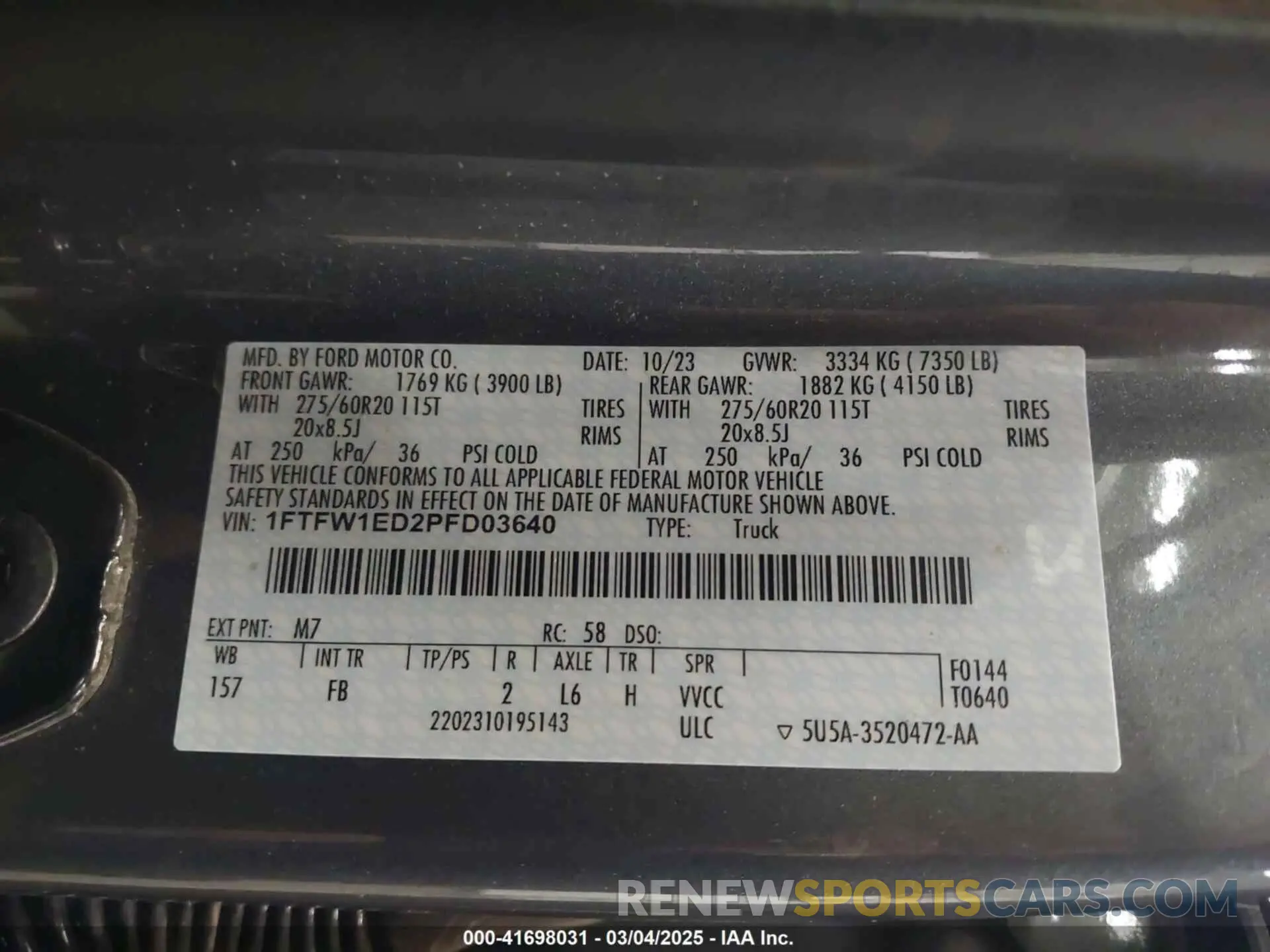 9 Фотография поврежденного автомобиля 1FTFW1ED2PFD03640 FORD F-150 2023