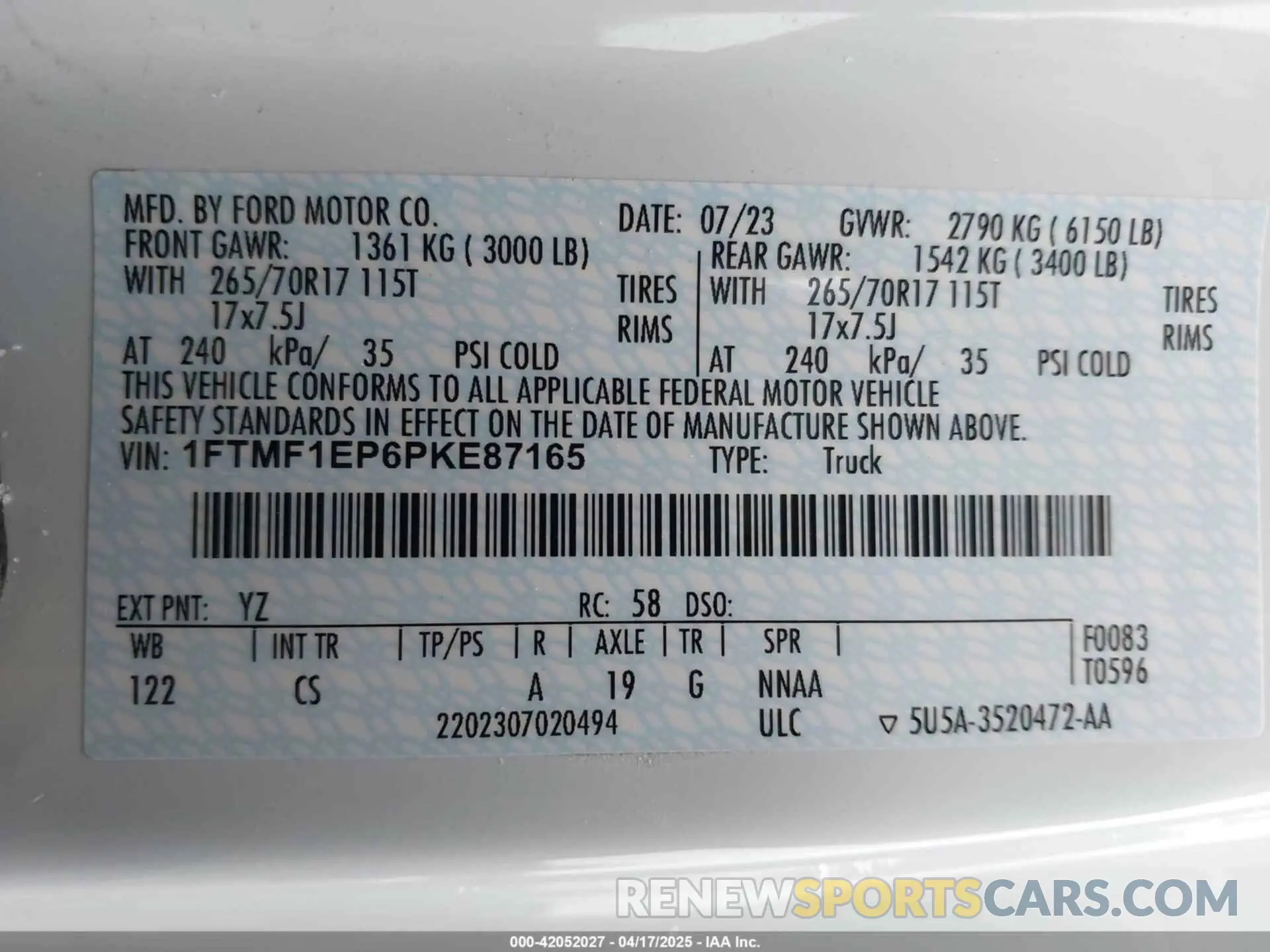 9 Фотография поврежденного автомобиля 1FTMF1EP6PKE87165 FORD F-150 2023