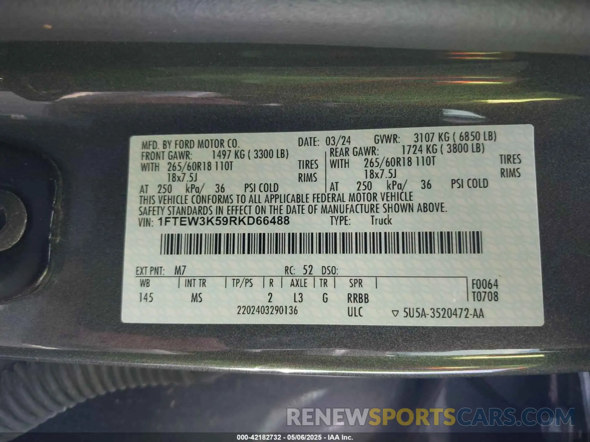 9 Фотография поврежденного автомобиля 1FTEW3K59RKD66488 FORD F-150 2024