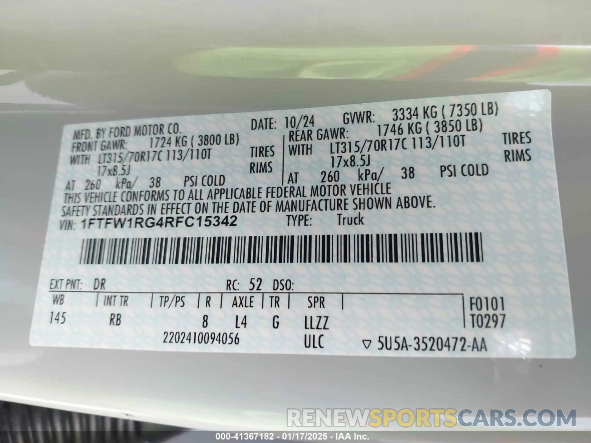 9 Photograph of a damaged car 1FTFW1RG4RFC15342 FORD F-150 2024