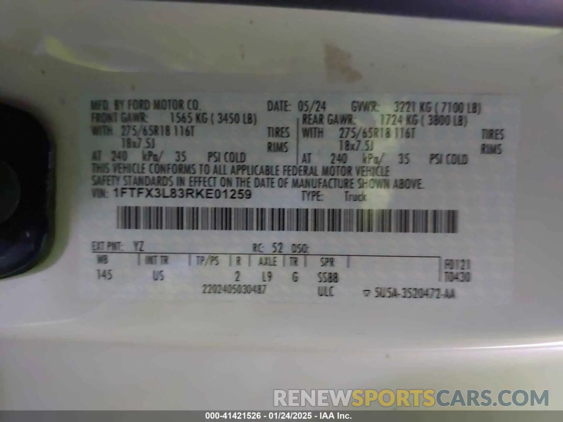 9 Photograph of a damaged car 1FTFX3L83RKE01259 FORD F-150 2024
