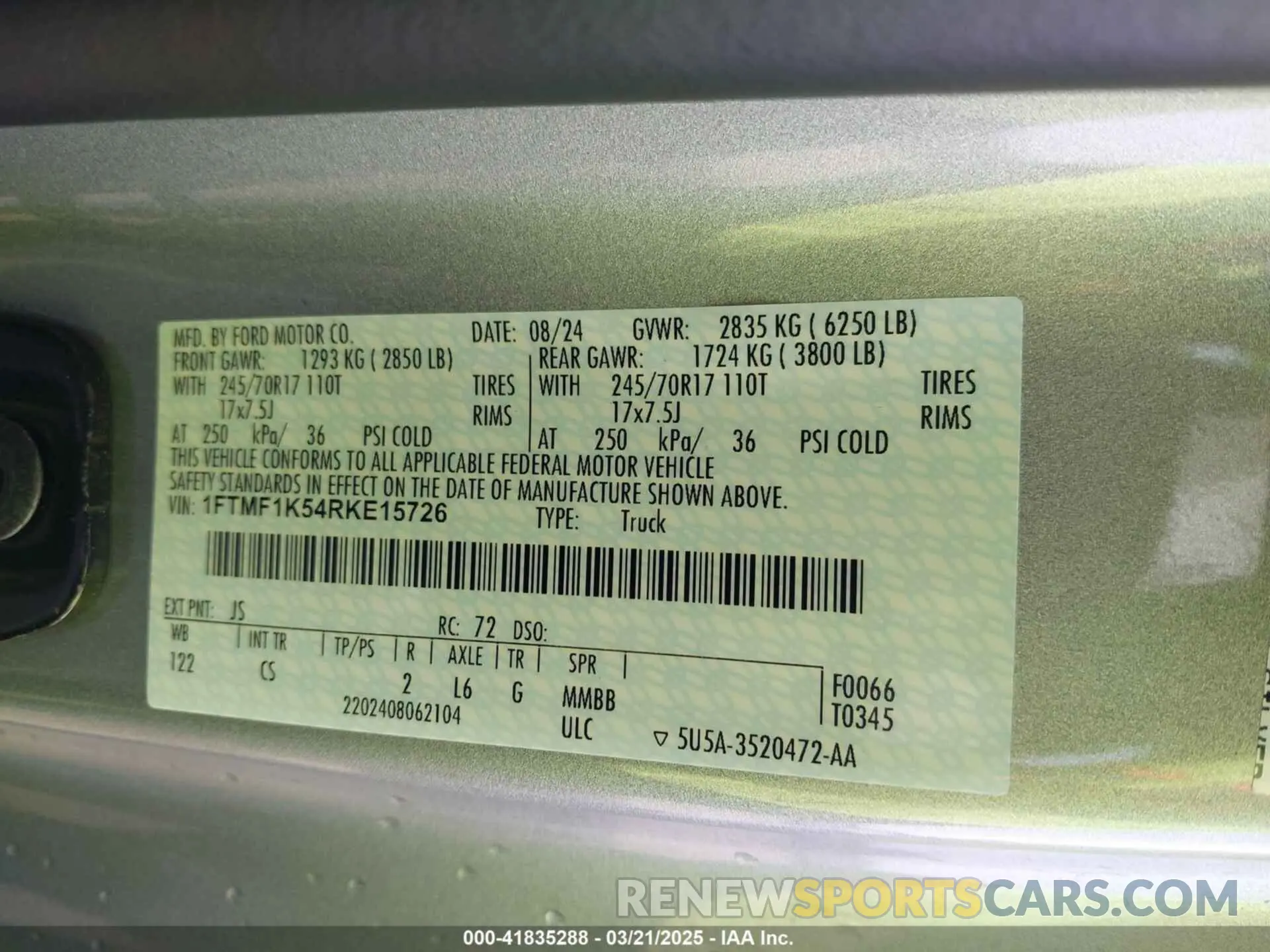 9 Photograph of a damaged car 1FTMF1K54RKE15726 FORD F-150 2024