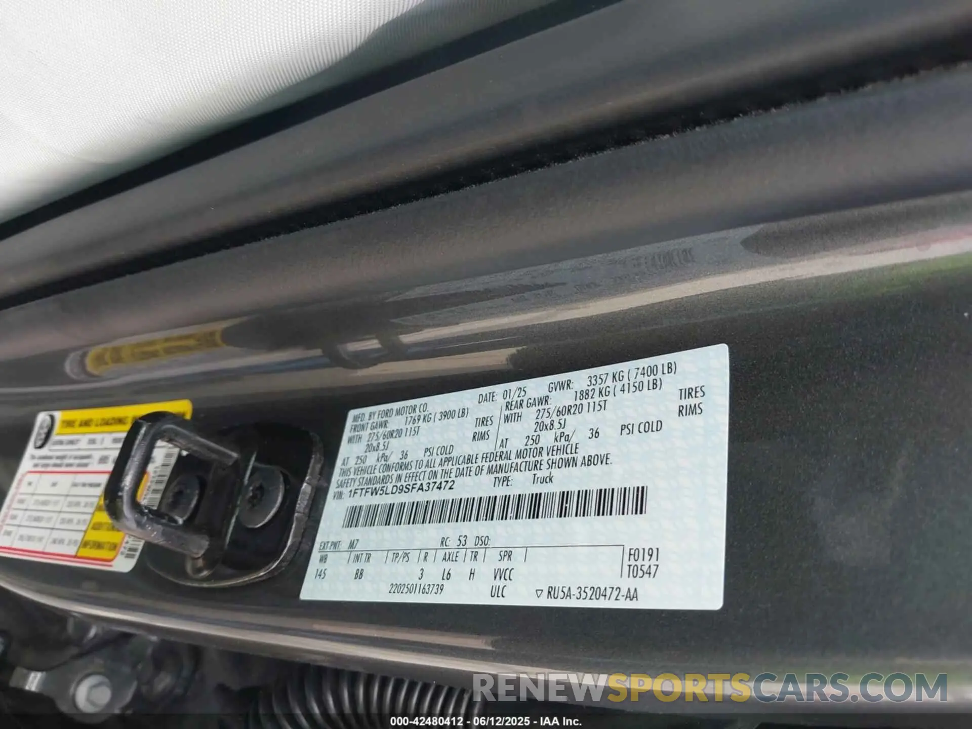 9 Photograph of a damaged car 1FTFW5LD9SFA37472 FORD F-150 2025