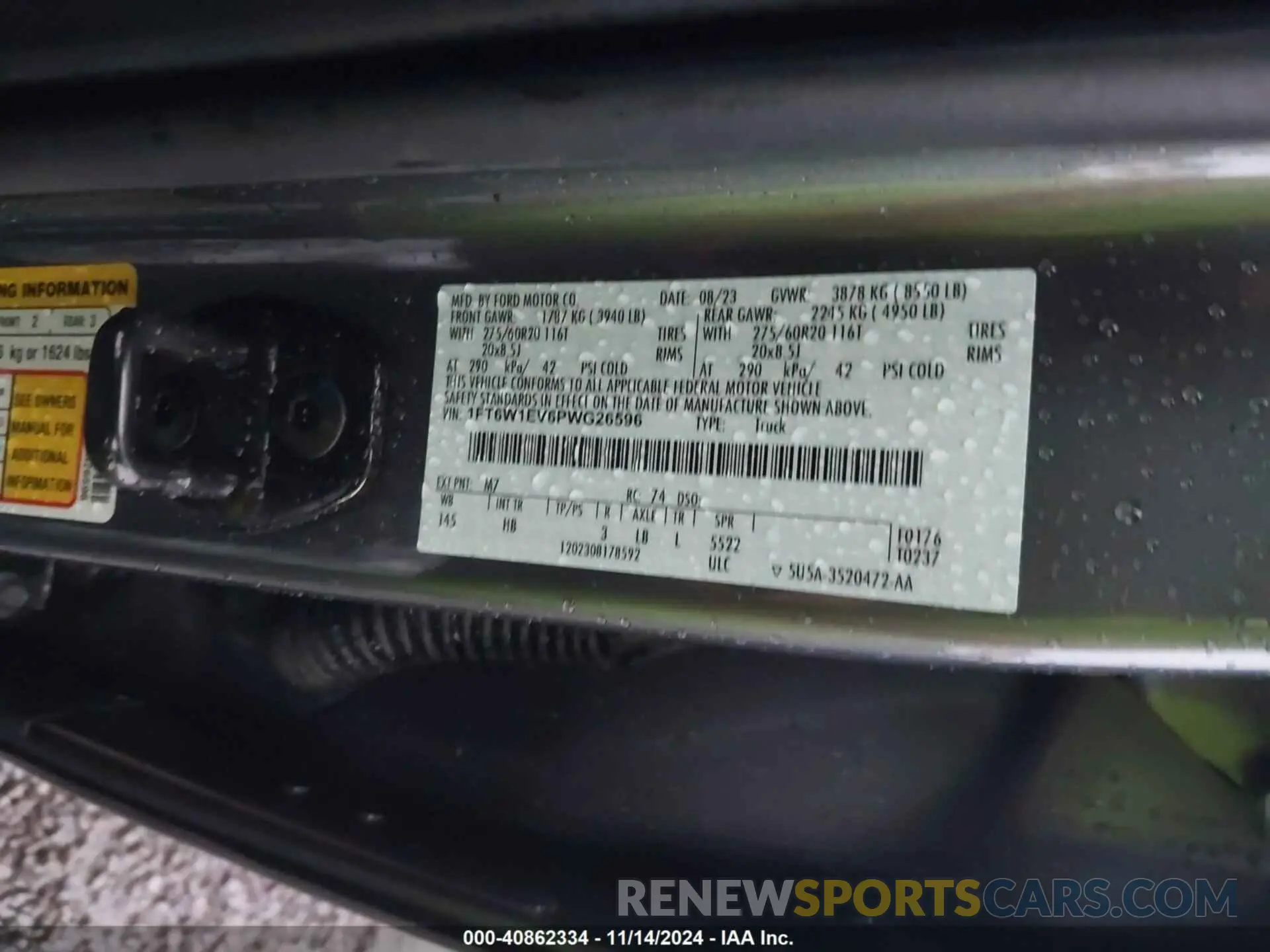 9 Фотография поврежденного автомобиля 1FT6W1EV6PWG26596 FORD F-150 LIGHTNING 2023
