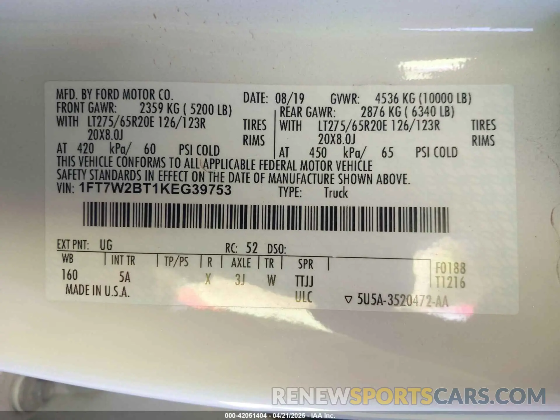 9 Photograph of a damaged car 1FT7W2BT1KEG39753 FORD F-250 2019