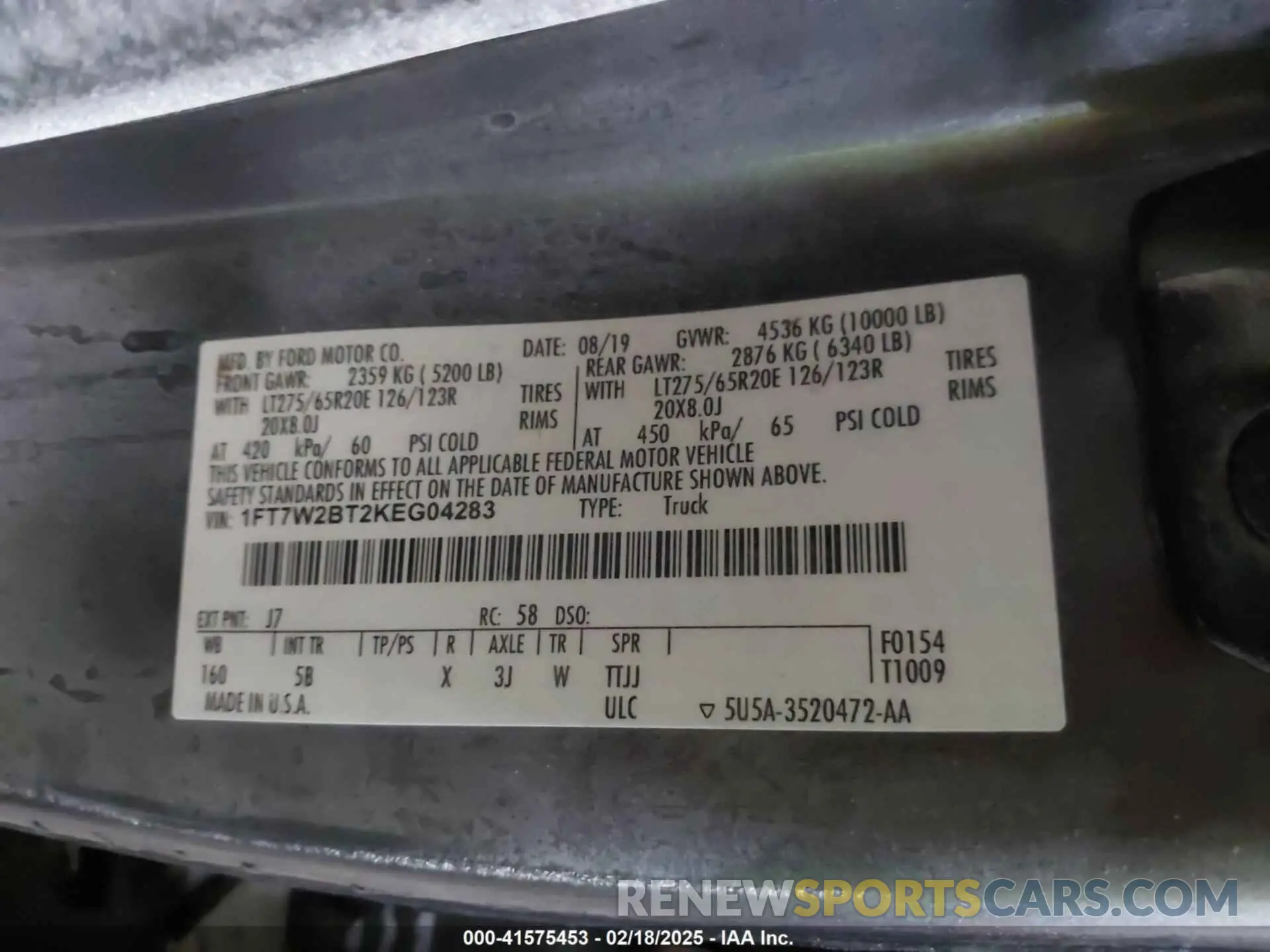 9 Фотография поврежденного автомобиля 1FT7W2BT2KEG04283 FORD F-250 2019