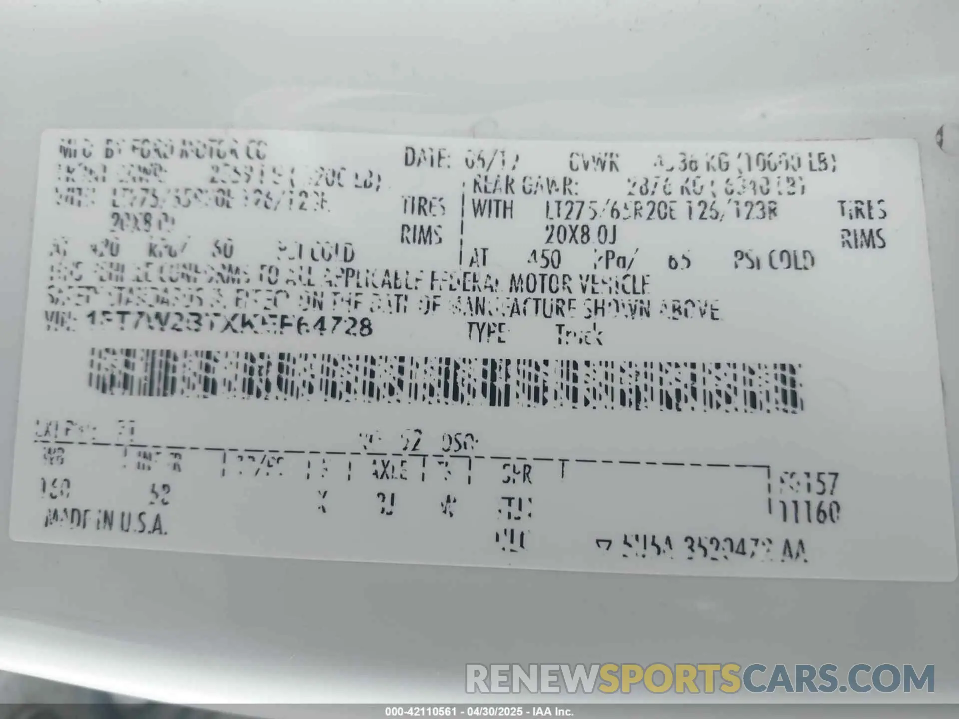9 Photograph of a damaged car 1FT7W2BTXKEF64728 FORD F-250 2019